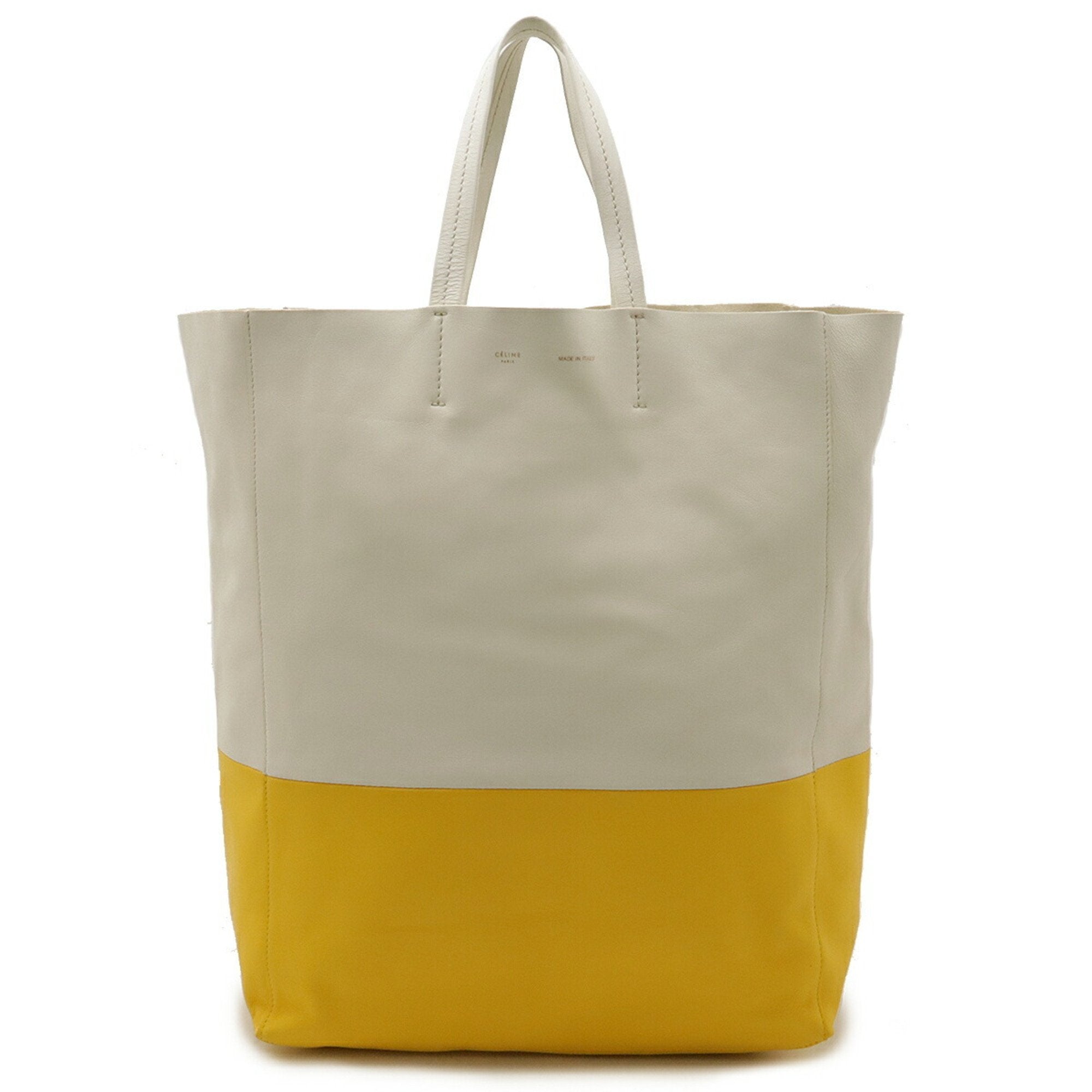 Celine Off-White Yellow Leather Shoulder Bag Tote Bag (Pre-Owned)