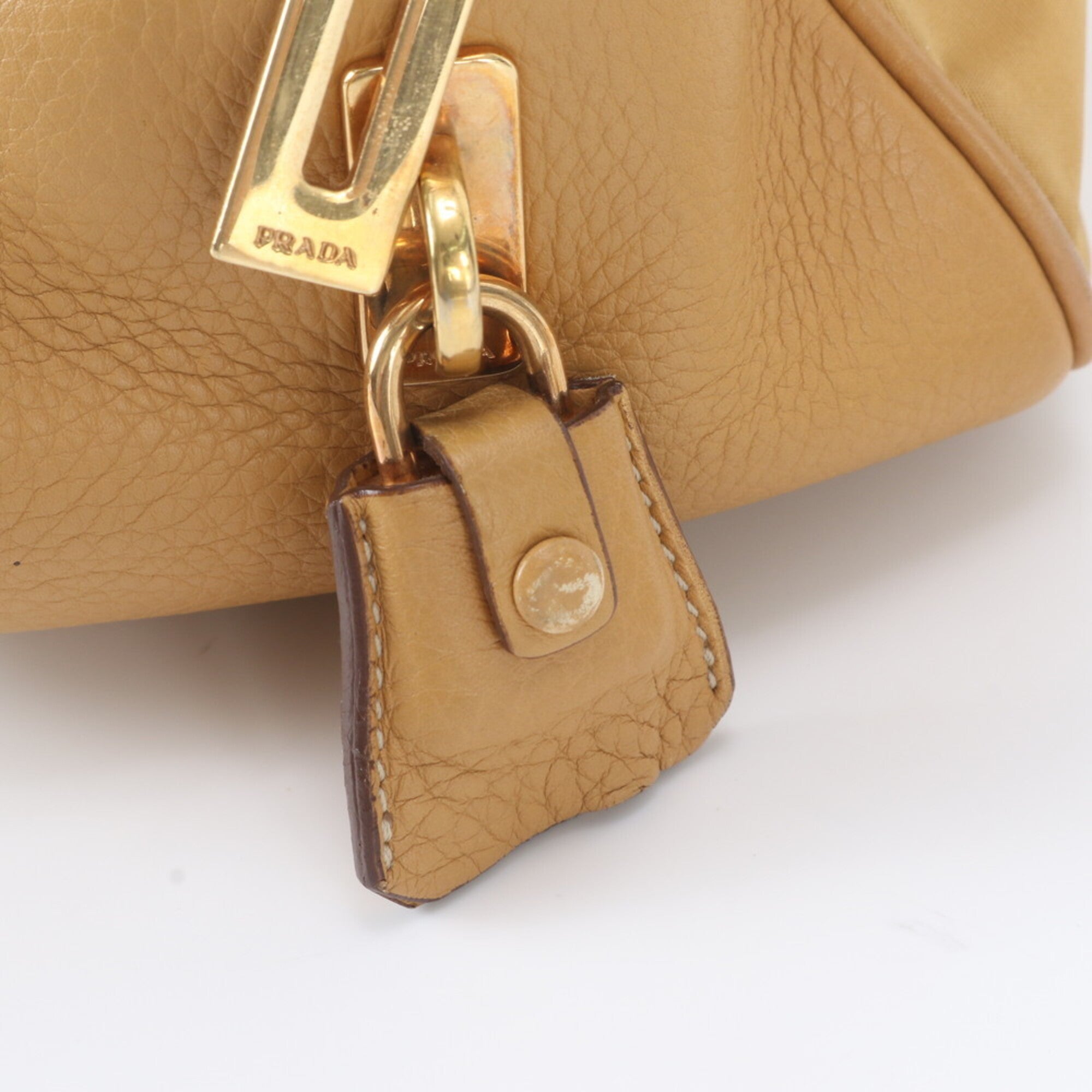 Prada Yellow Nylon Leather Handbag Shoulder Bag Tote Bag (Pre-Owned)