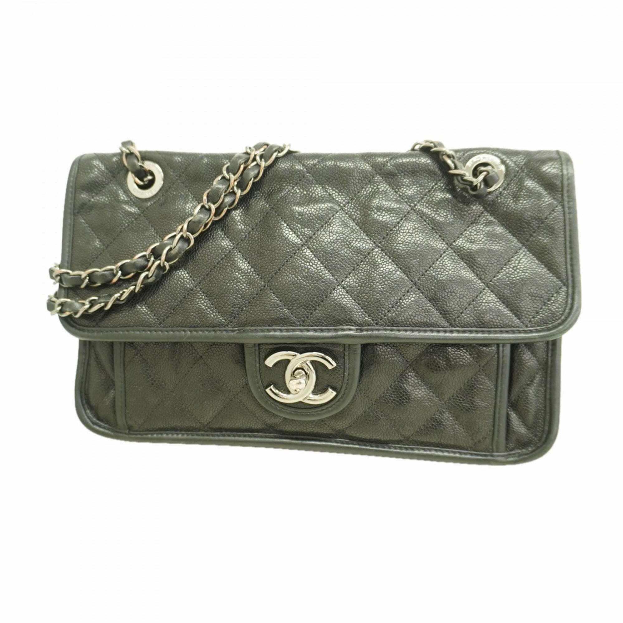 Chanel Black Grained Calfskin Shoulder Bag (Pre-Owned)