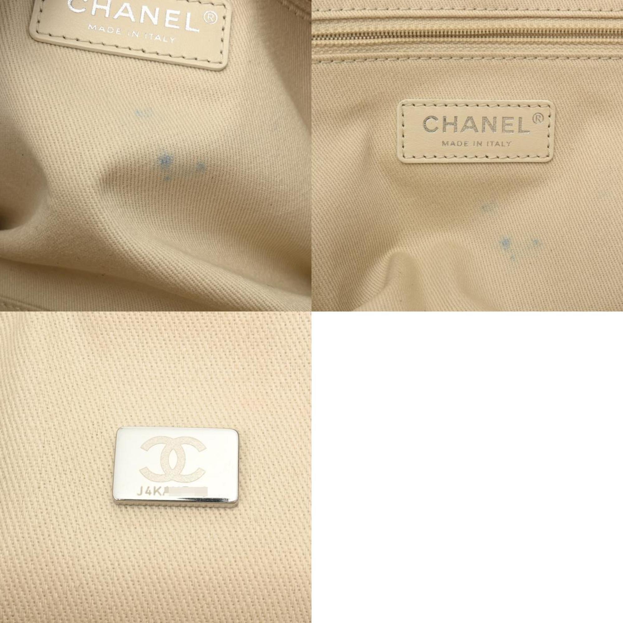 Chanel Off-White Canvas Leather Tote Bag (Pre-Owned)