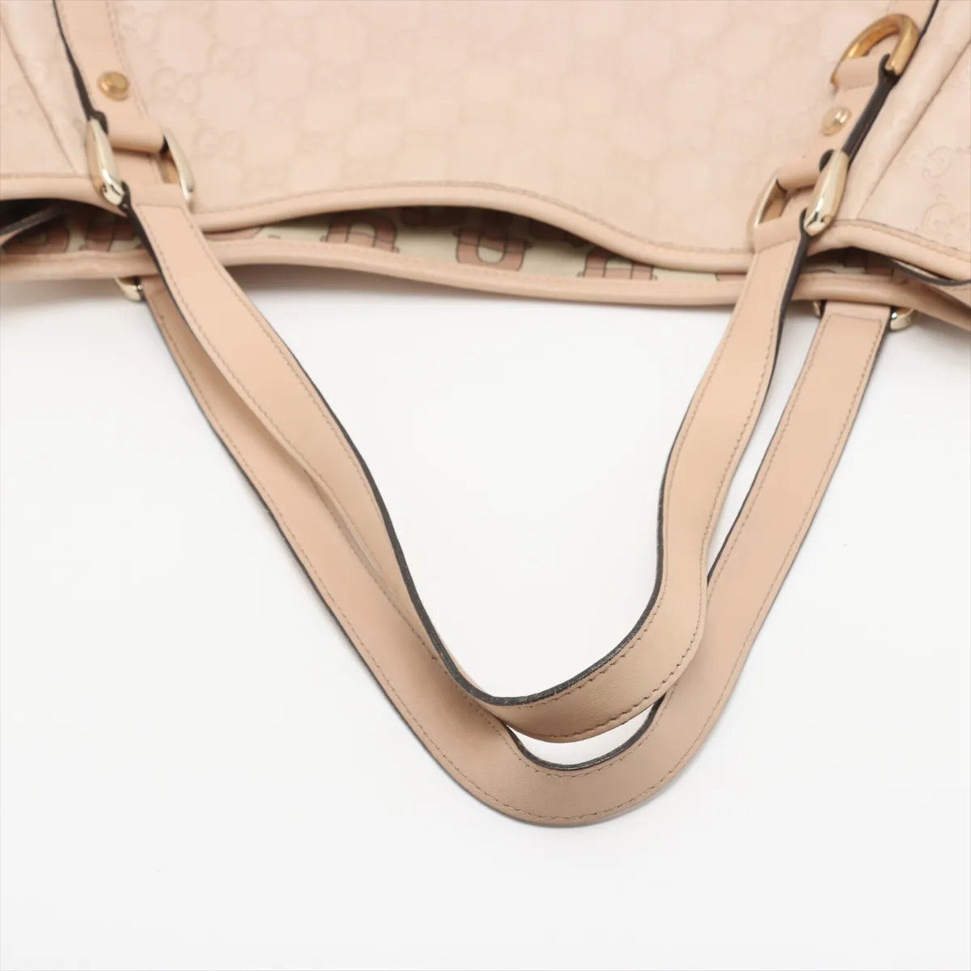 Gucci Pink Beige Leather Handbag Shoulder Bag Tote Bag (Pre-Owned)