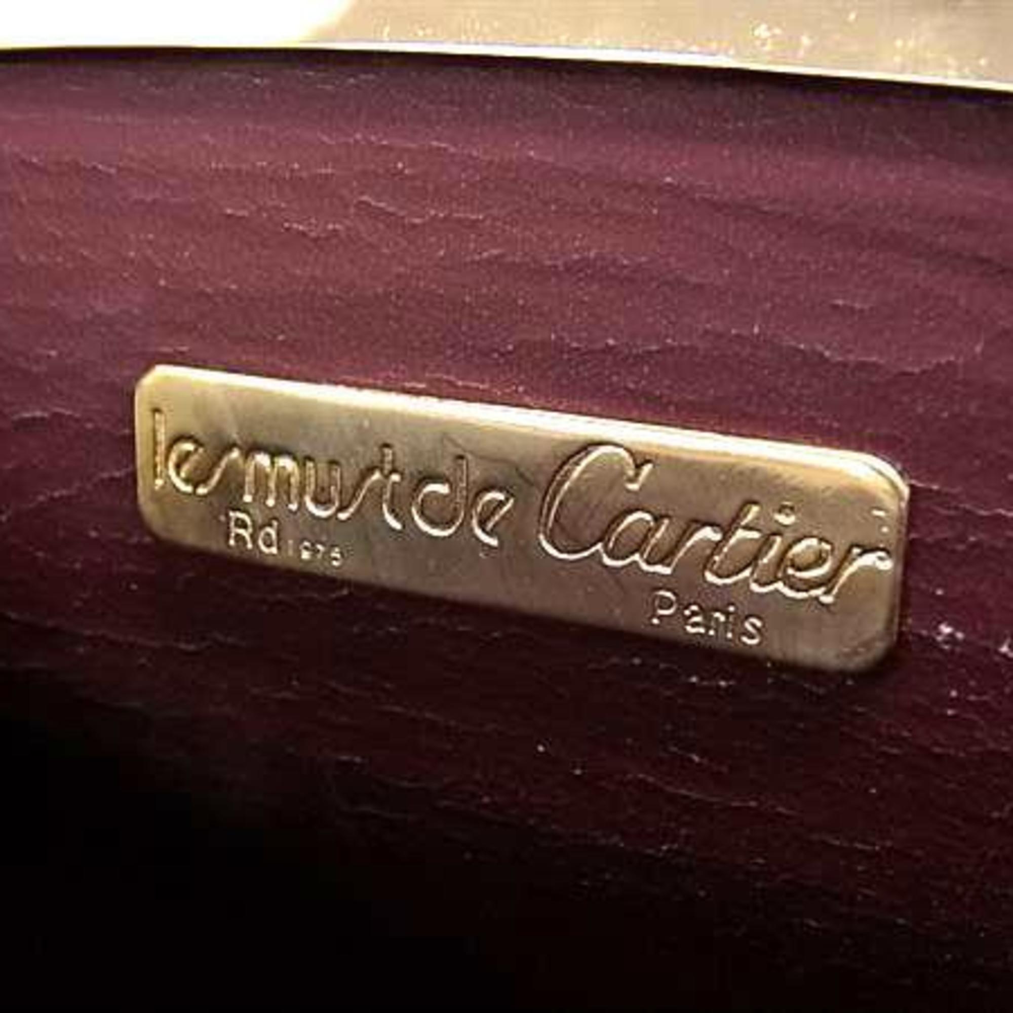Cartier Must Bordeaux Leather Handbag Shoulder Bag Tote Bag (Pre-Owned)