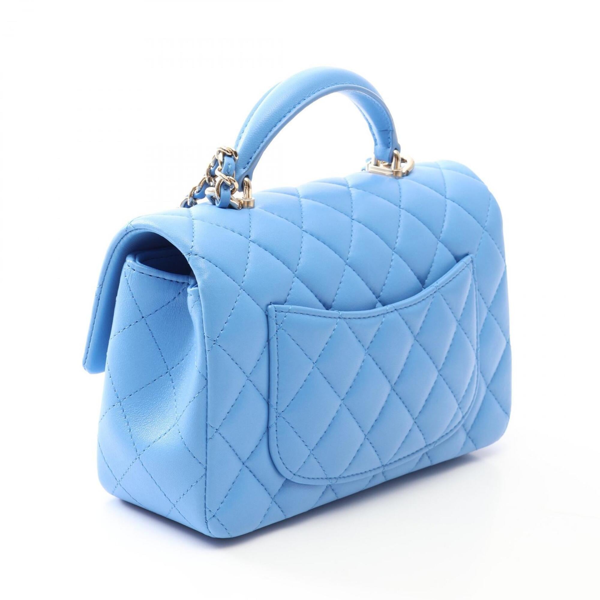 Chanel Blue Leather Handbag Shoulder Bag (Pre-Owned)