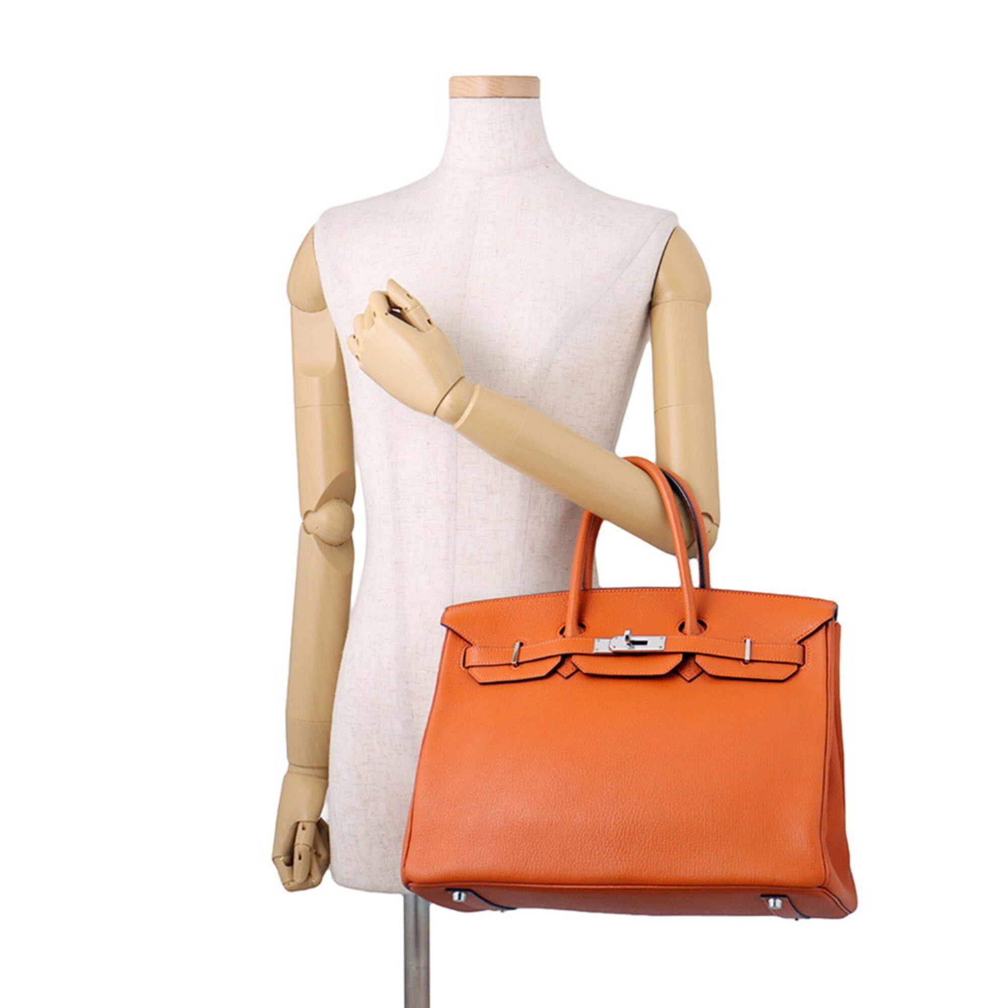 Hermes Birkin Orange Chevre Myzore Leather Handbag (Pre-Owned)