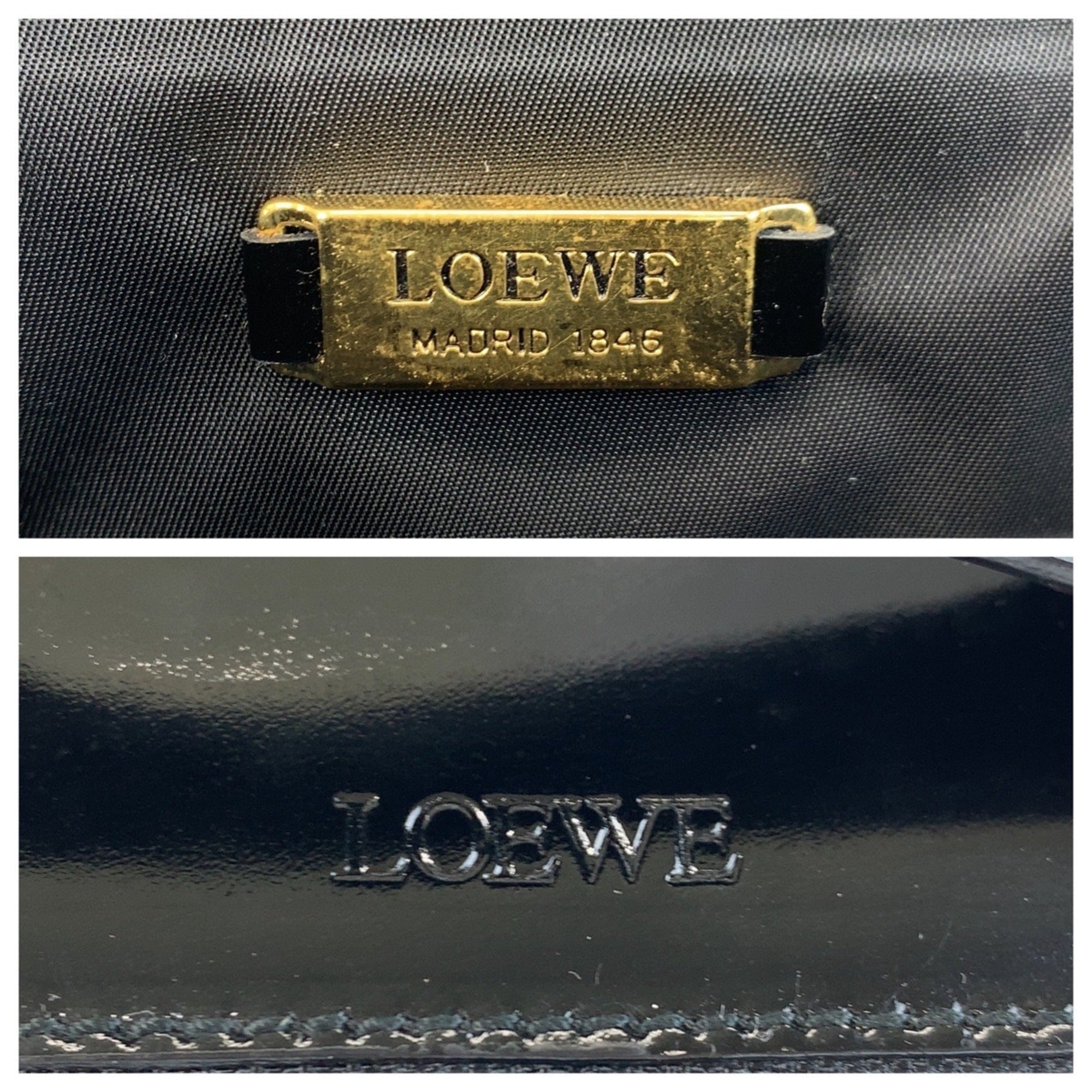 Loewe Black Brown Pvc Leather Handbag Vanity Bag (Pre-Owned)