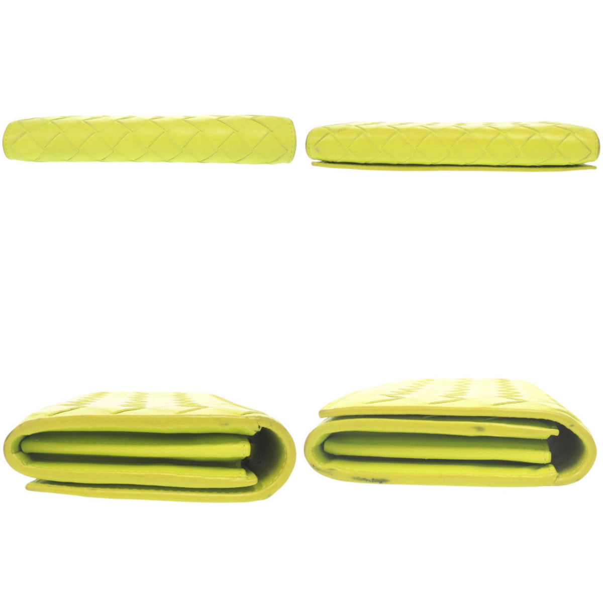 Bottega Veneta Green Yellow Intrecciato Long Wallet (Bi-Fold) (Pre-Owned)