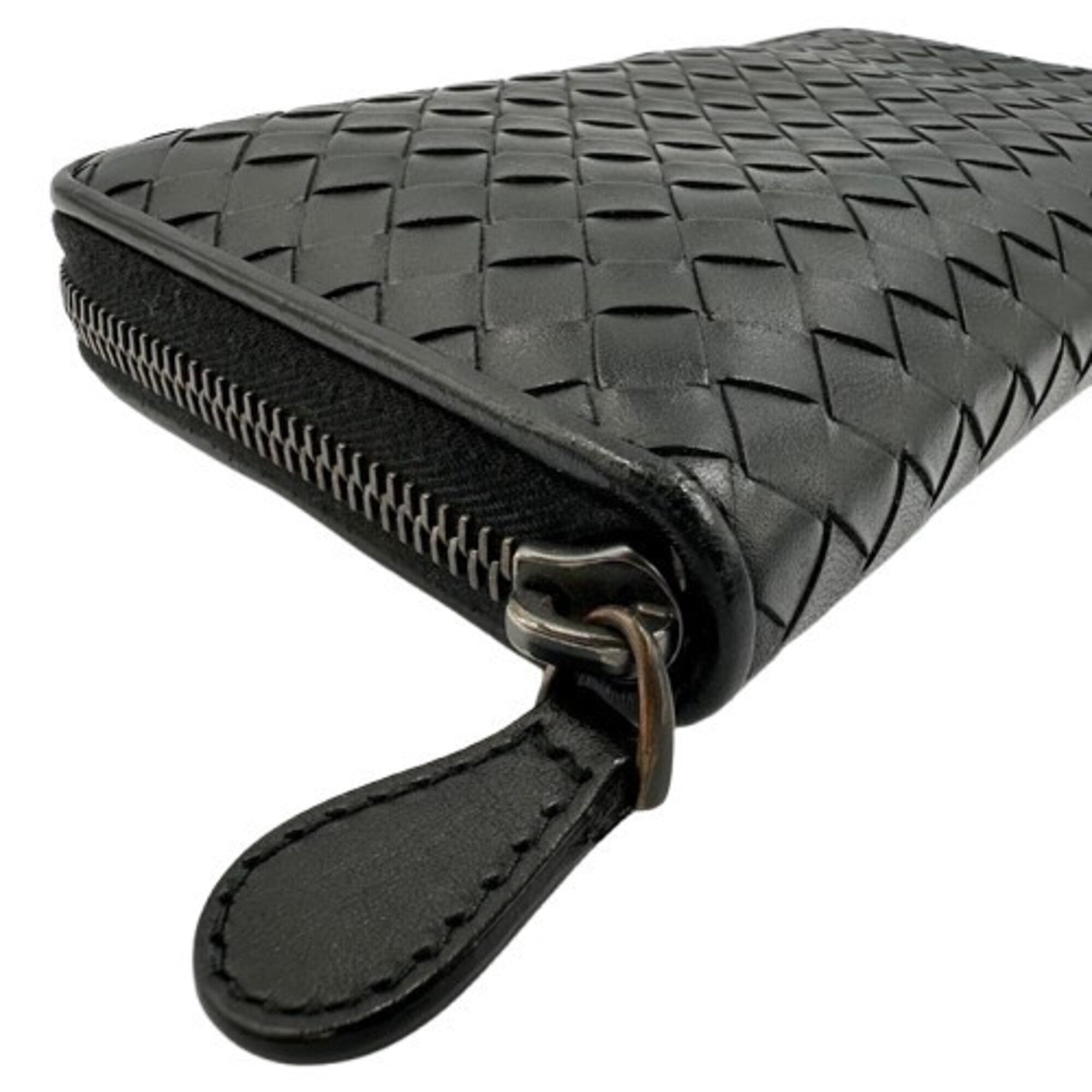 Bottega Veneta Black Leather Long Wallet (Bi-Fold) (Pre-Owned)