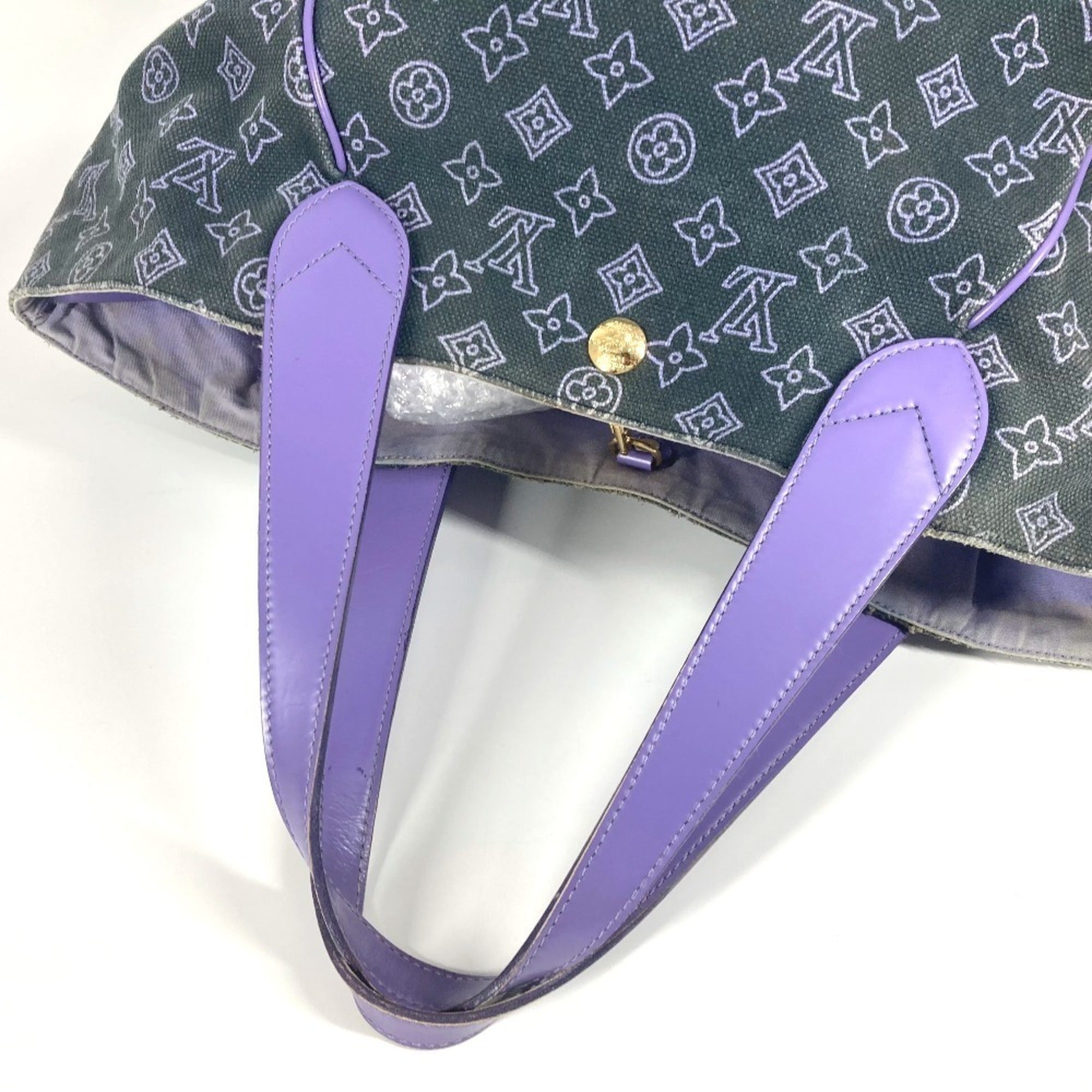 Louis Vuitton Purple Leather Canvas Shoulder Bag Tote Bag (Pre-Owned)