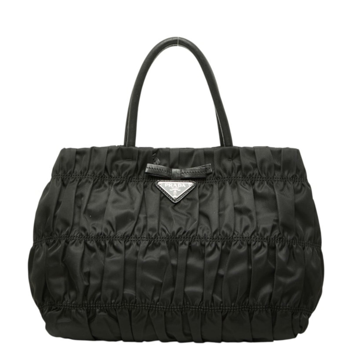 Prada Black Nylon Leather Handbag (Pre-Owned)