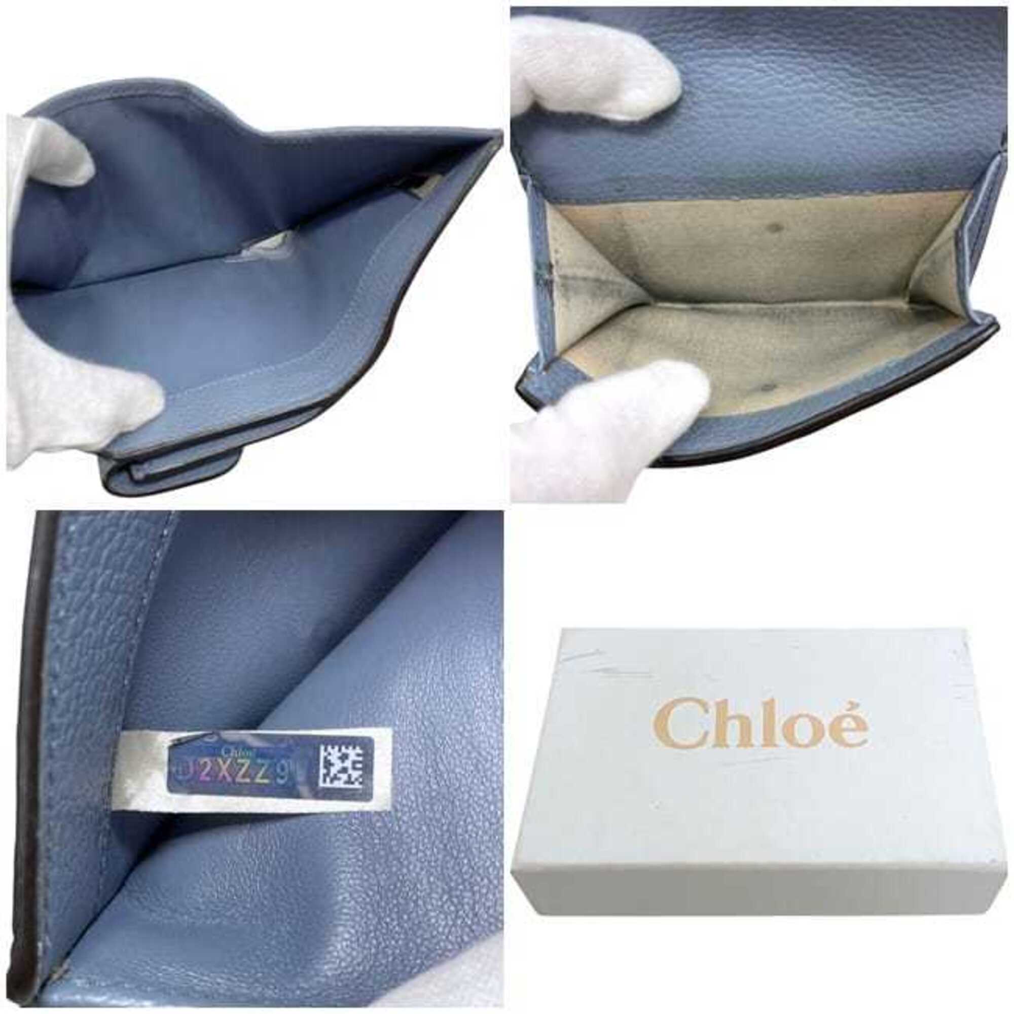 Chloé Blue Light Blue Leather Wallet (Tri-Fold) (Pre-Owned)