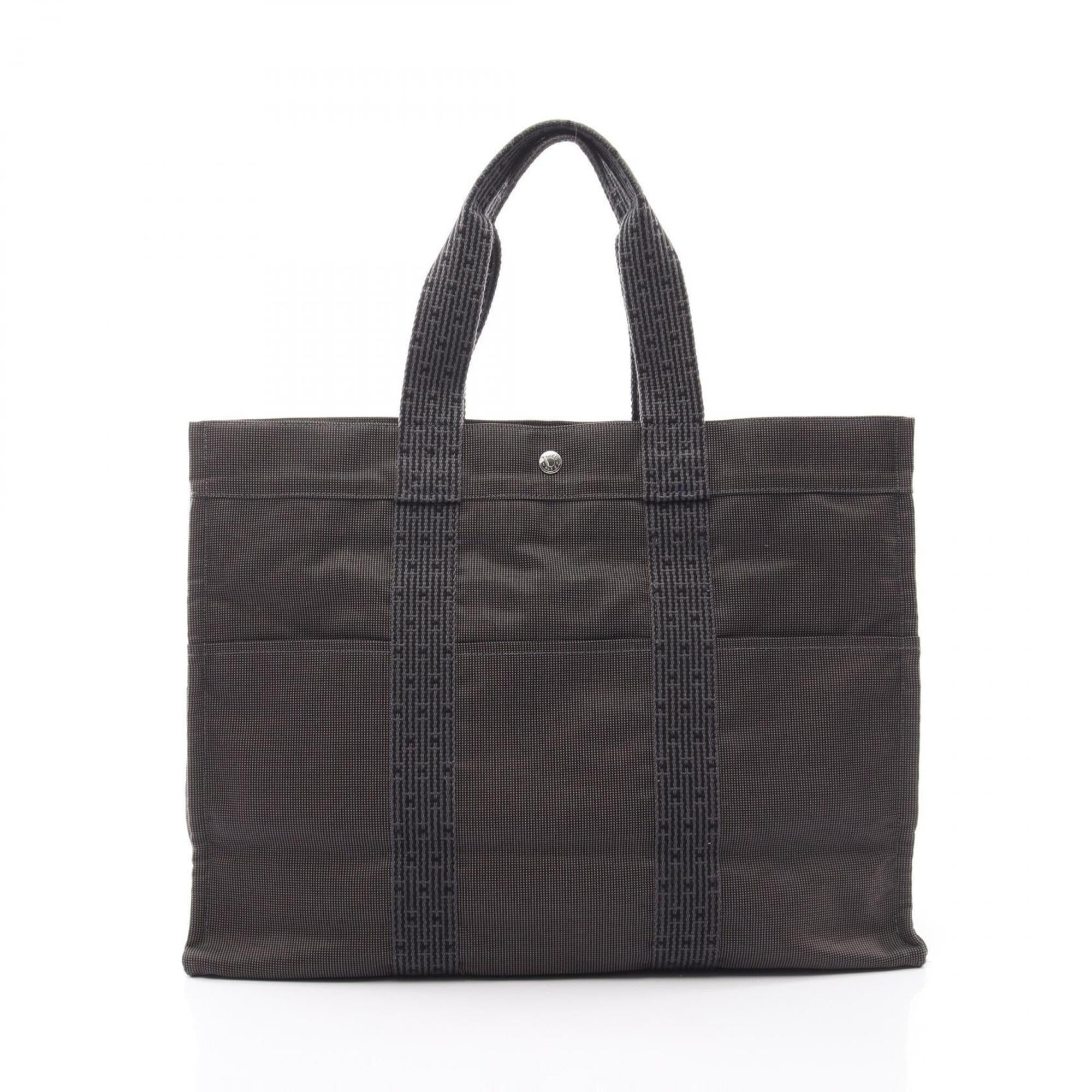 Hermes Gray Canvas Handbag Tote Bag (Pre-Owned)