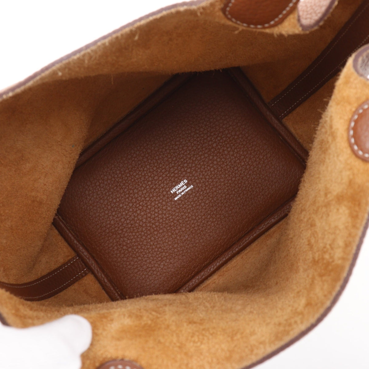 Hermes Picotin Brown Gold Brown Taurillon Clemence Leather Handbag (Pre-Owned)