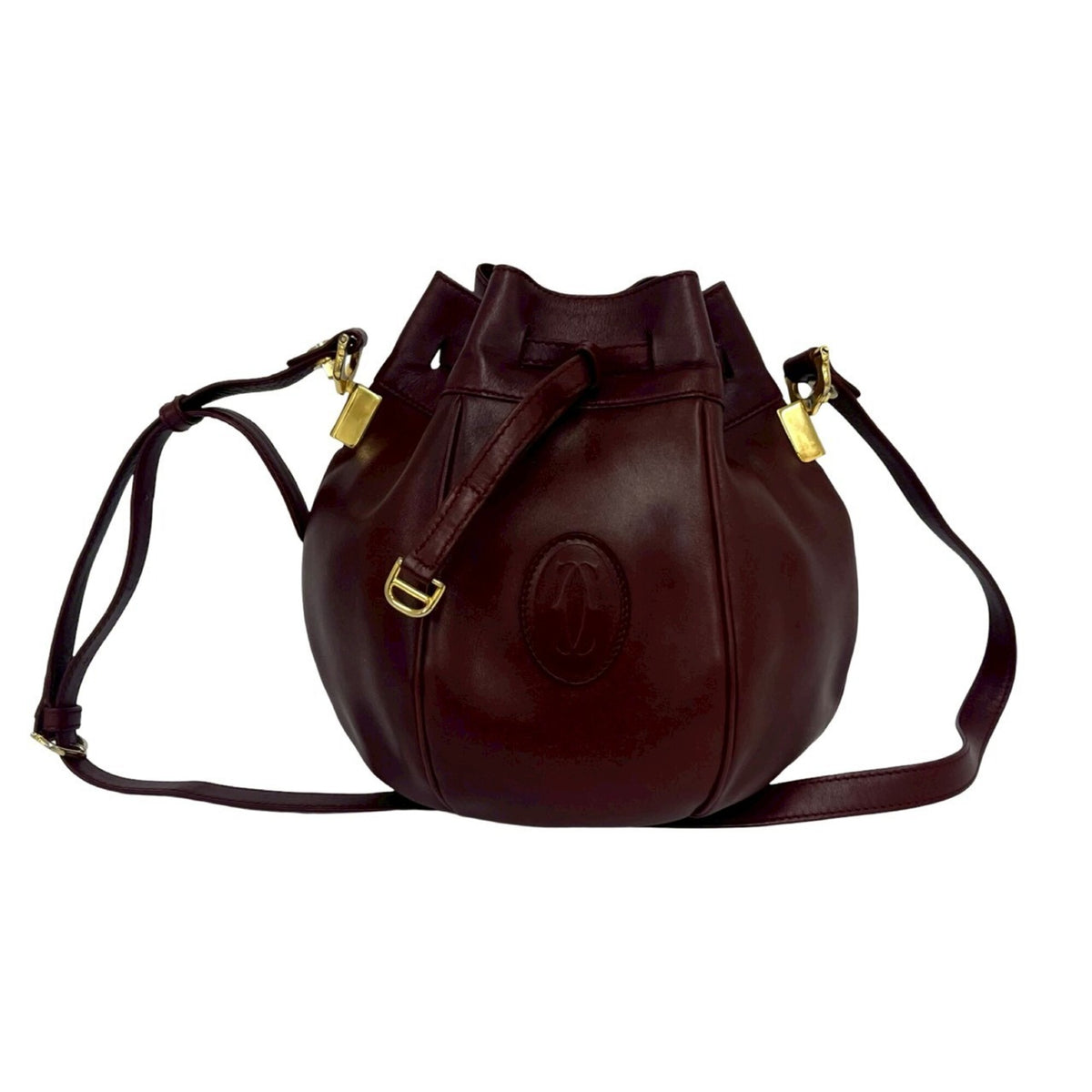 Cartier Wine Red Leather Pochette Shoulder Bag (Pre-Owned)