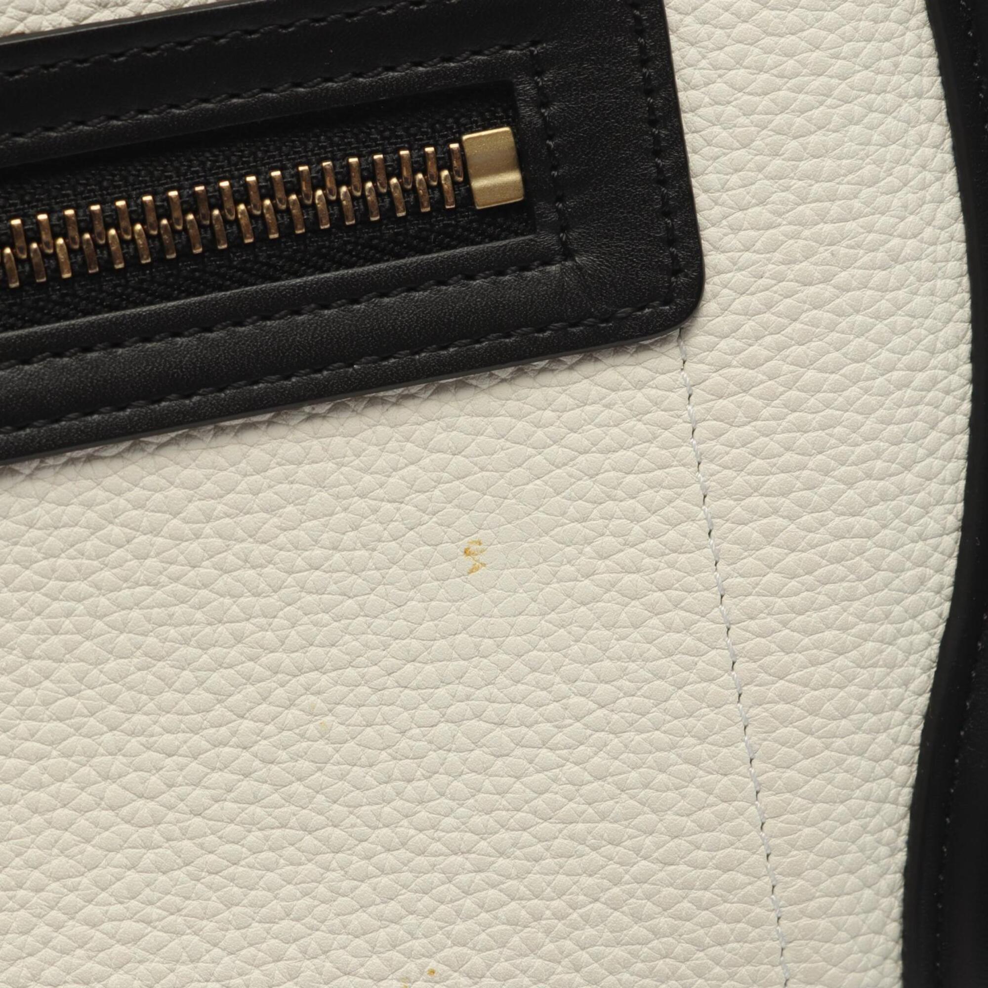 Celine Beige Black White Leather Handbag Tote Bag (Pre-Owned)