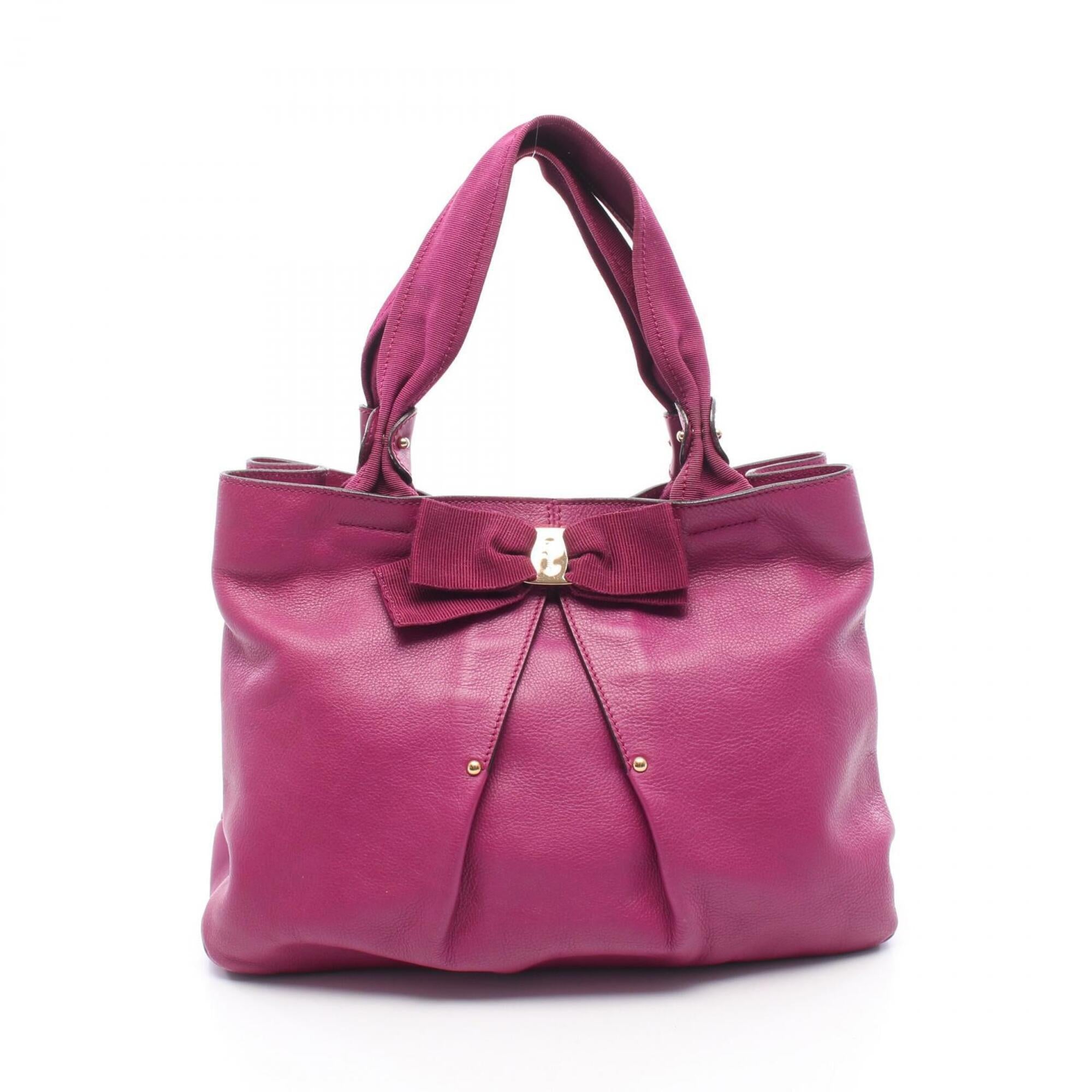 Salvatore Ferragamo Purple Leather Tote Bag (Pre-Owned)