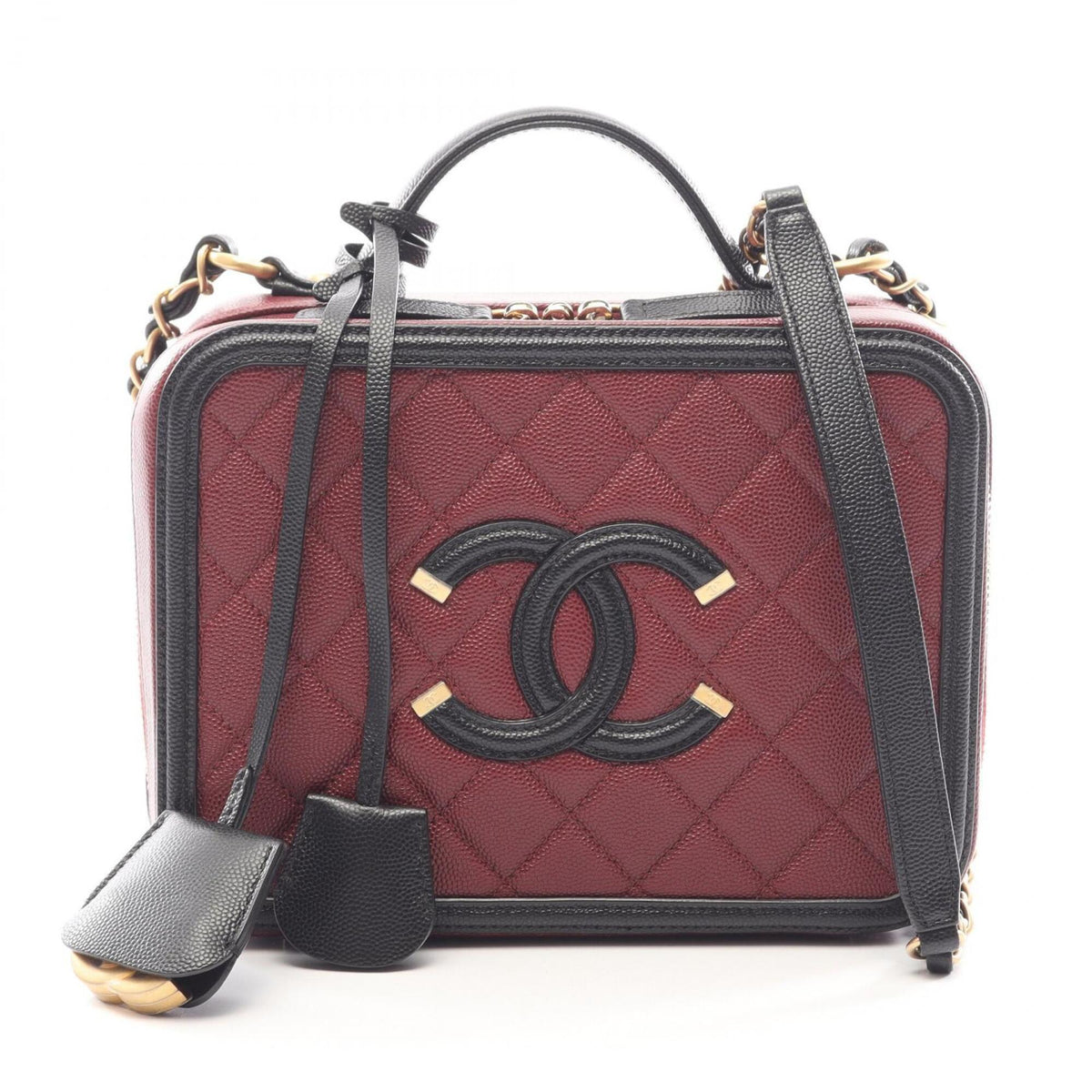 Chanel Black Bordeaux Grained Calfskin Handbag Shoulder Bag Vanity Bag (Pre-Owned)