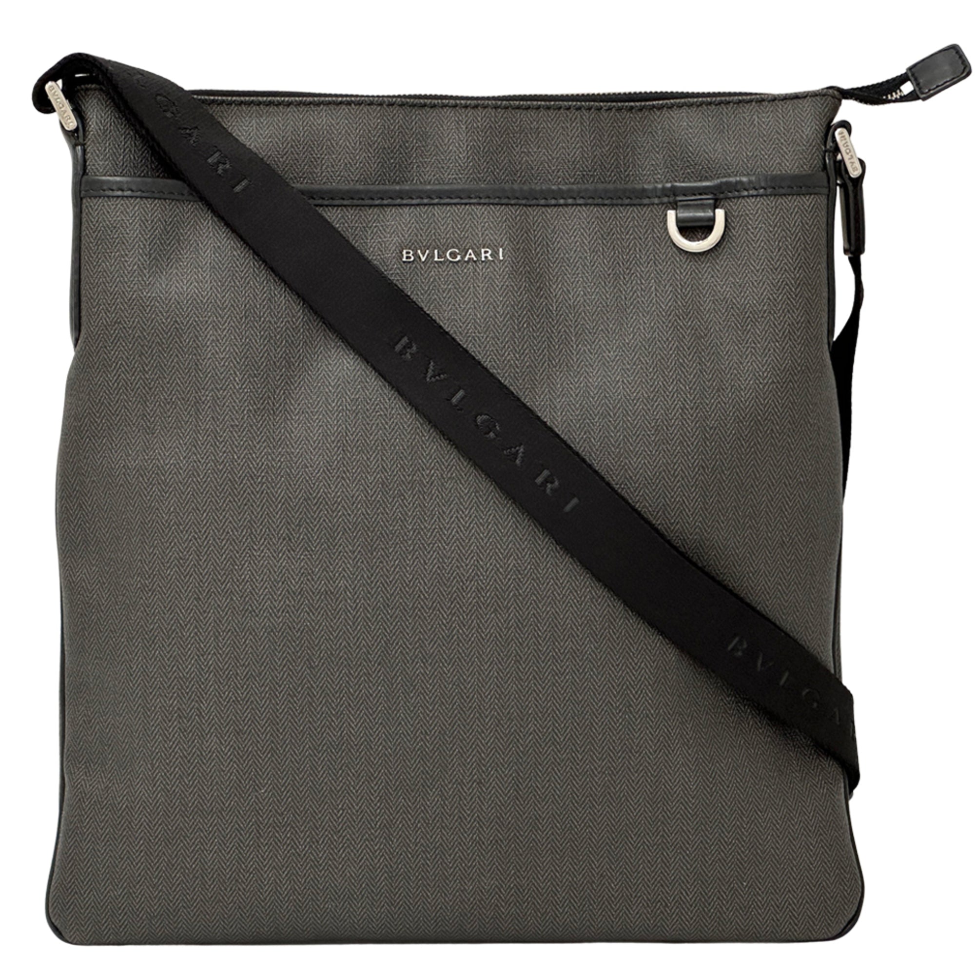 Bvlgari Black Gray Pvc Handbag Shoulder Bag (Pre-Owned)