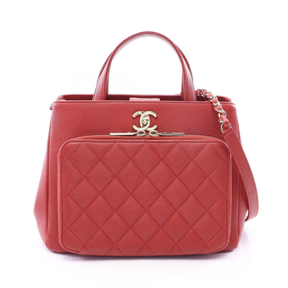 Chanel Bordeaux Grained Calfskin Handbag Shoulder Bag (Pre-Owned)