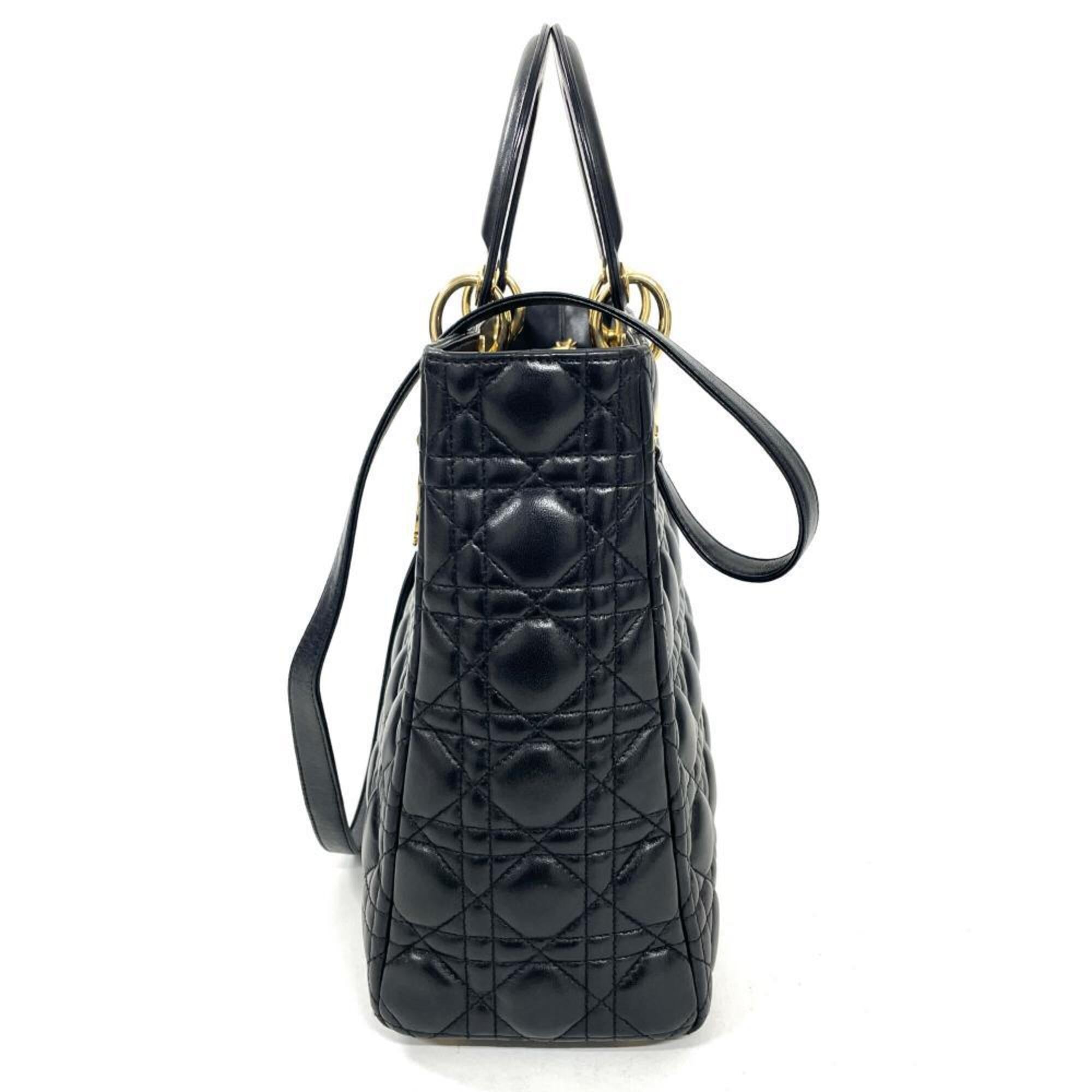 Christian Dior Lady Dior Black Leather Handbag (Pre-Owned)