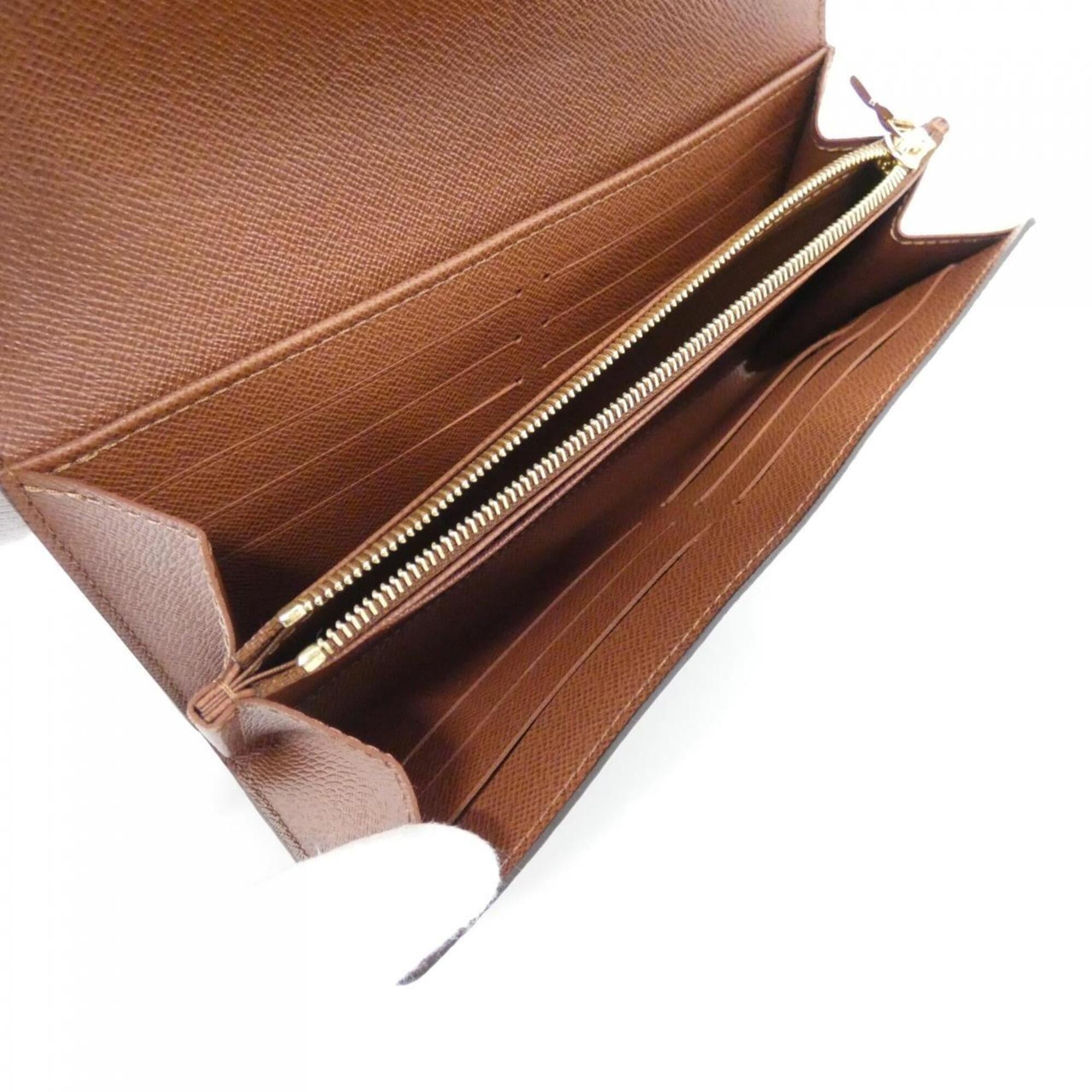 Louis Vuitton Brown Coated Canvas Long Wallet (Bi-Fold) (Pre-Owned)