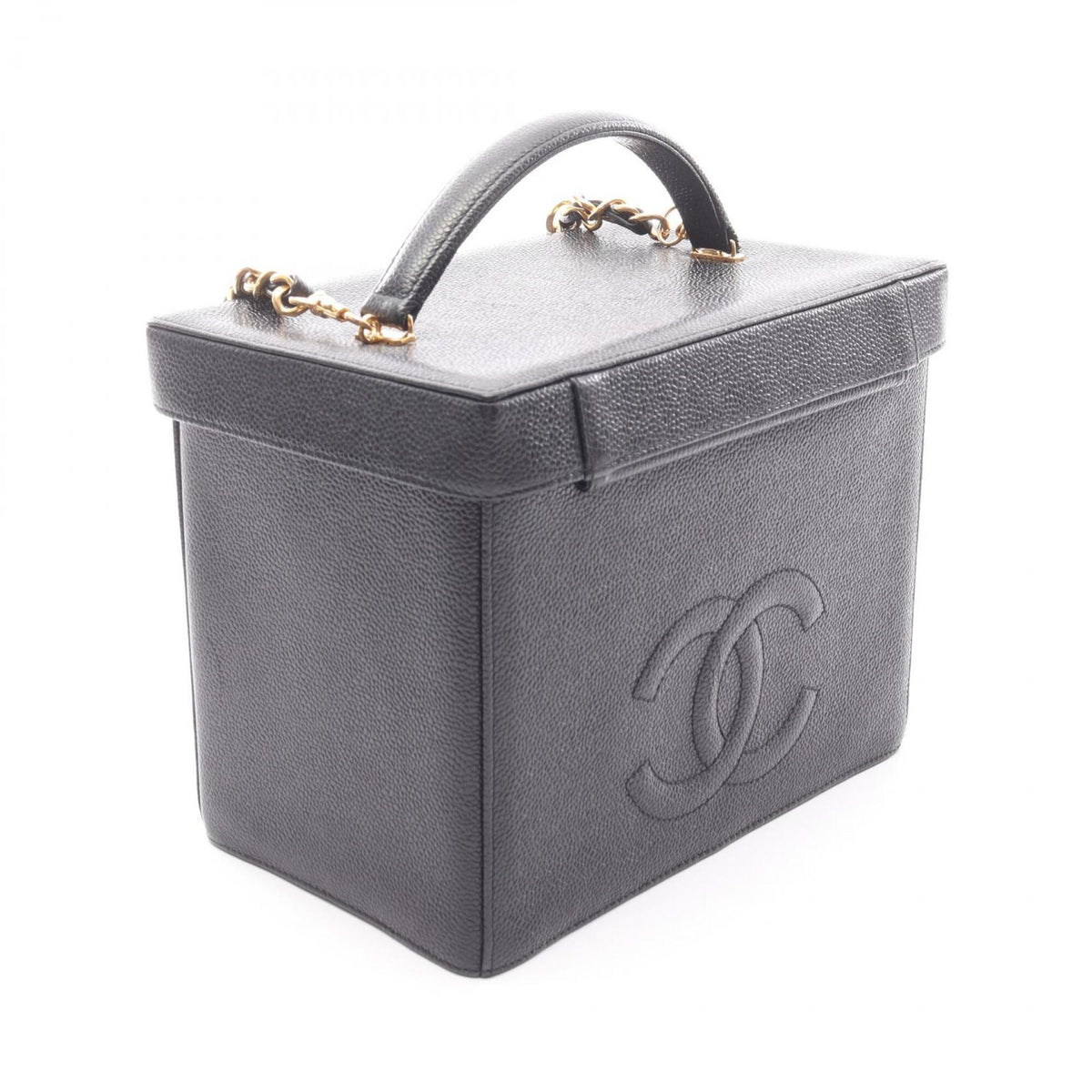 Chanel Black Grained Calfskin Handbag (Pre-Owned)