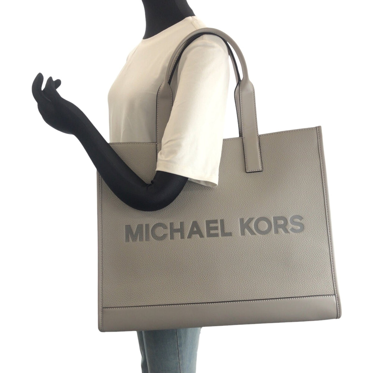 Michael Kors Gray Leather Shoulder Bag Tote Bag (Pre-Owned)