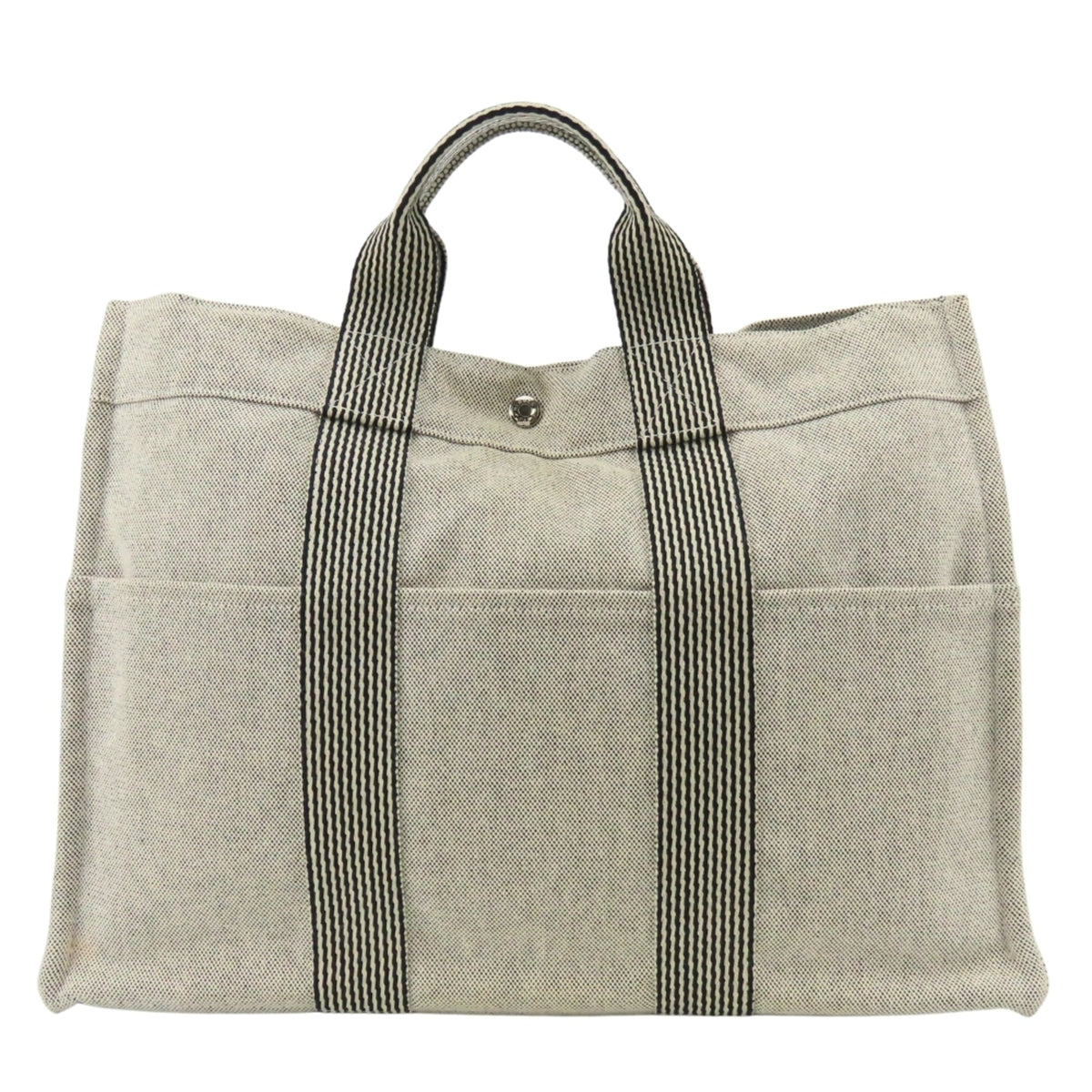 Hermes Gray Cotton Canvas Tote Bag (Pre-Owned)
