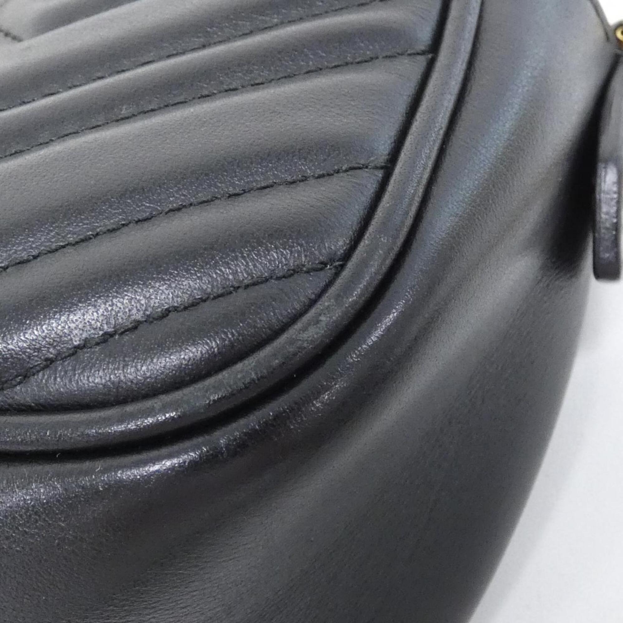 Gucci Gg Marmont Black Leather Shoulder Bag (Pre-Owned)