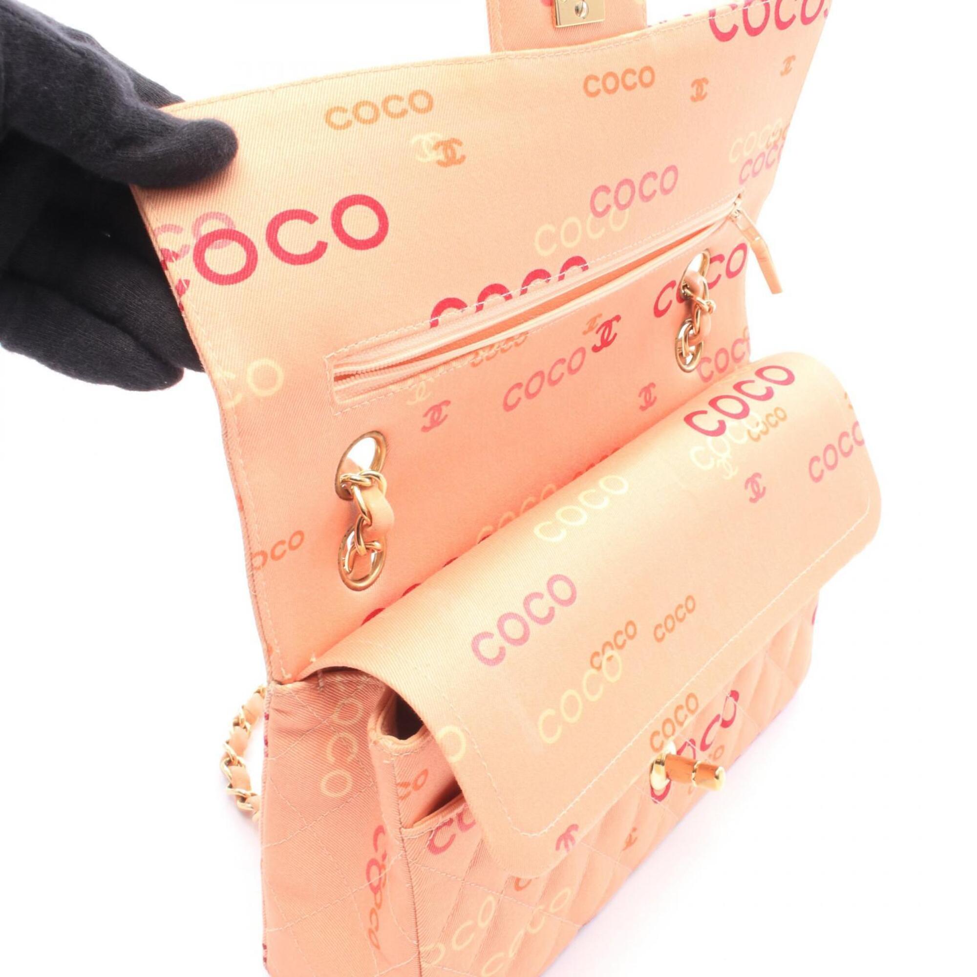 Chanel Multi-Color Pink Canvas Leather Handbag Shoulder Bag (Pre-Owned)
