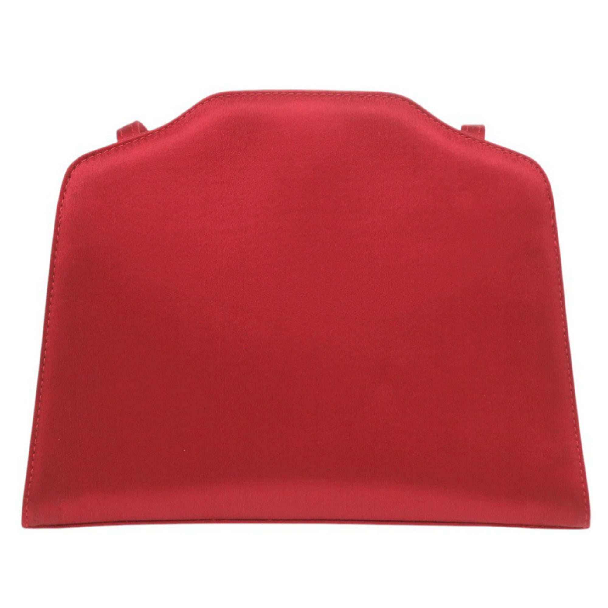 Salvatore Ferragamo Red Color Satin Shoulder Bag (Pre-Owned)