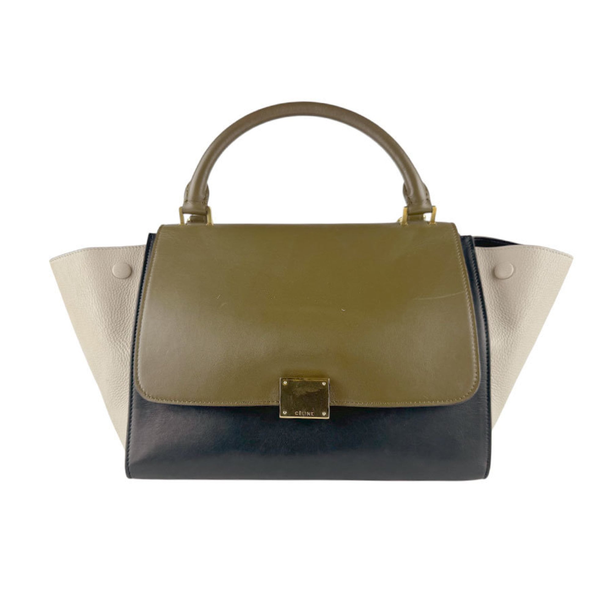 Celine Black Khaki Light Beige Leather Handbag Shoulder Bag (Pre-Owned)