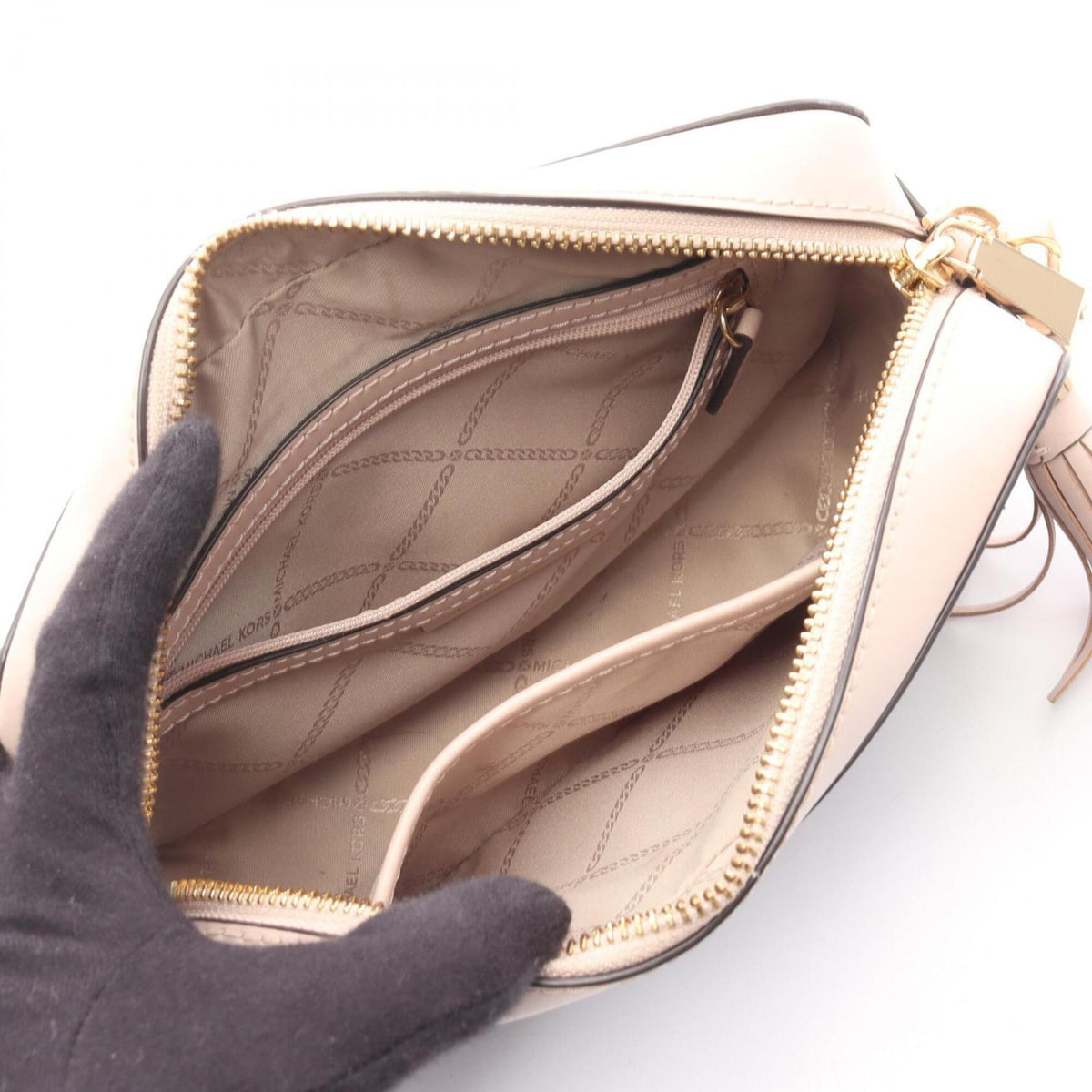 Michael Kors Brown Pink Coated Canvas Leather Handbag Shoulder Bag (Pre-Owned)