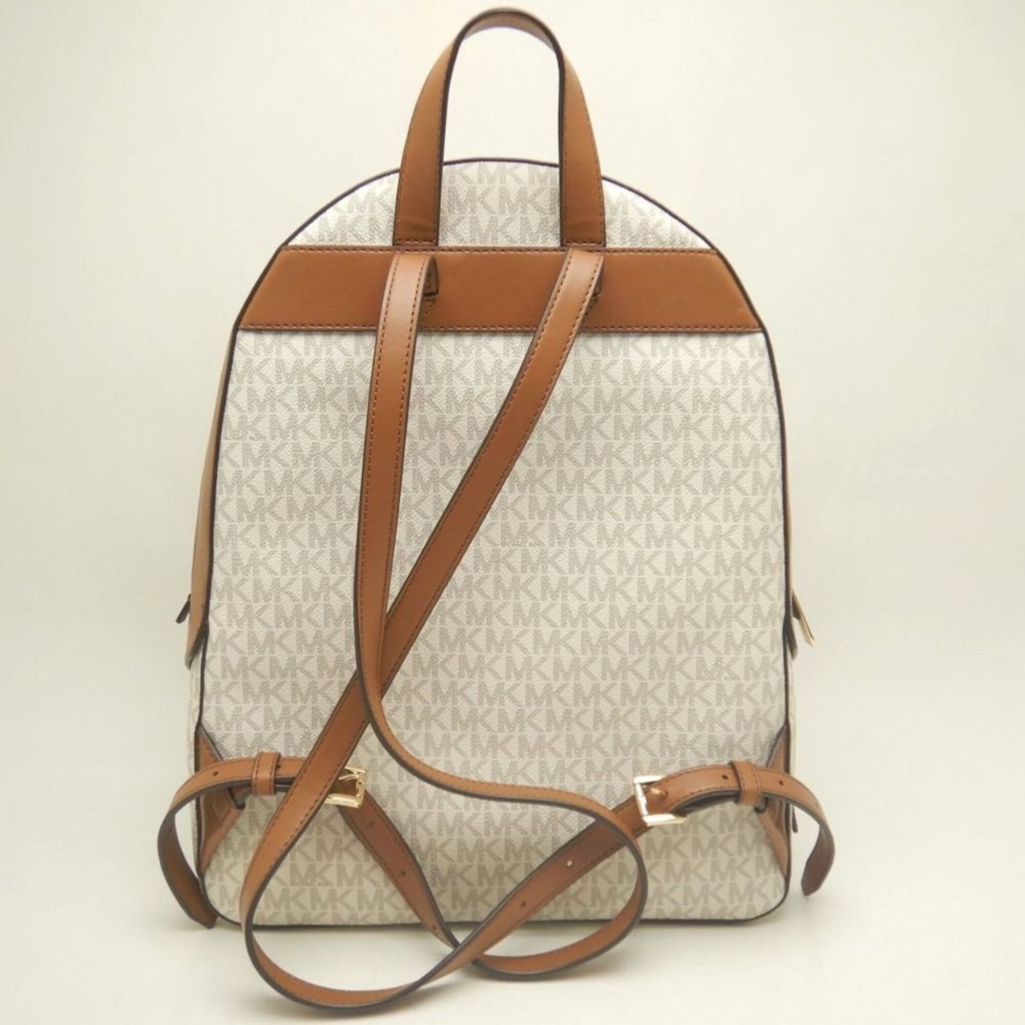 Michael Kors Brown Coated Canvas Leather Backpack (Pre-Owned)