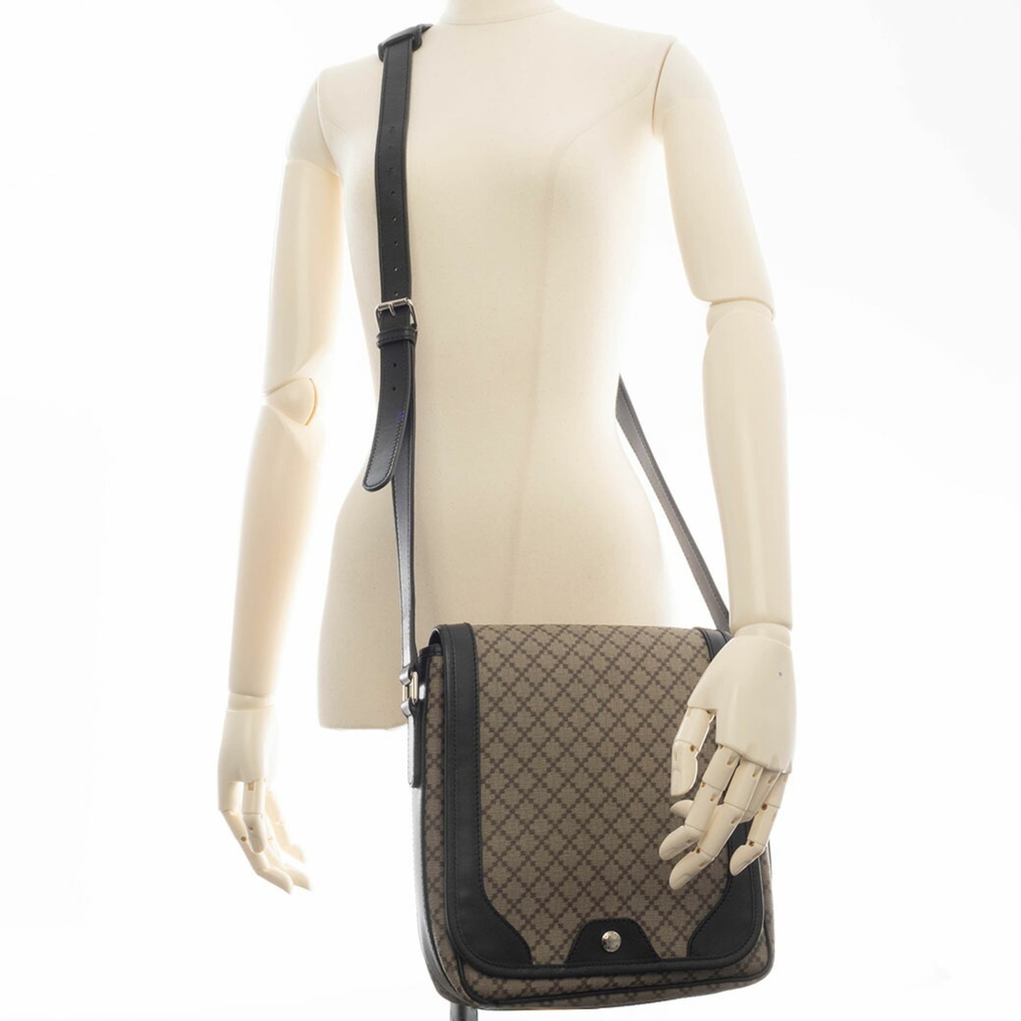 Gucci Beige Black Pvc Leather Shoulder Bag (Pre-Owned)