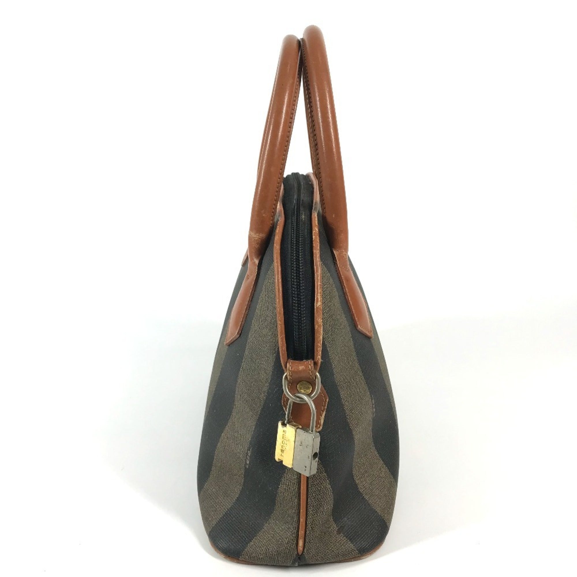 Fendi Pequin Brown Khaki Pvc Leather Handbag (Pre-Owned)