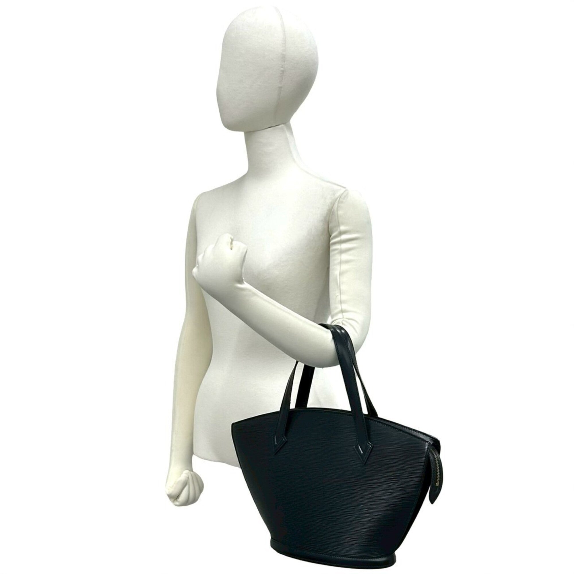 Louis Vuitton Black Leather Handbag Tote Bag (Pre-Owned)