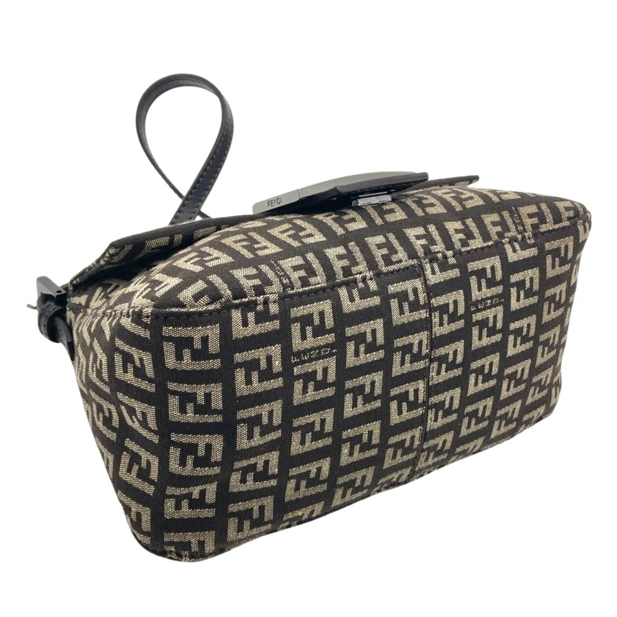 Fendi Brown Jacquard Leather Shoulder Bag (Pre-Owned)