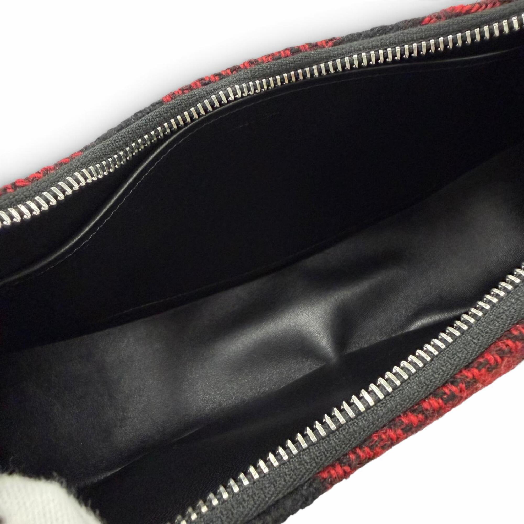 Celine Black Red Color Leather Shoulder Bag (Pre-Owned)