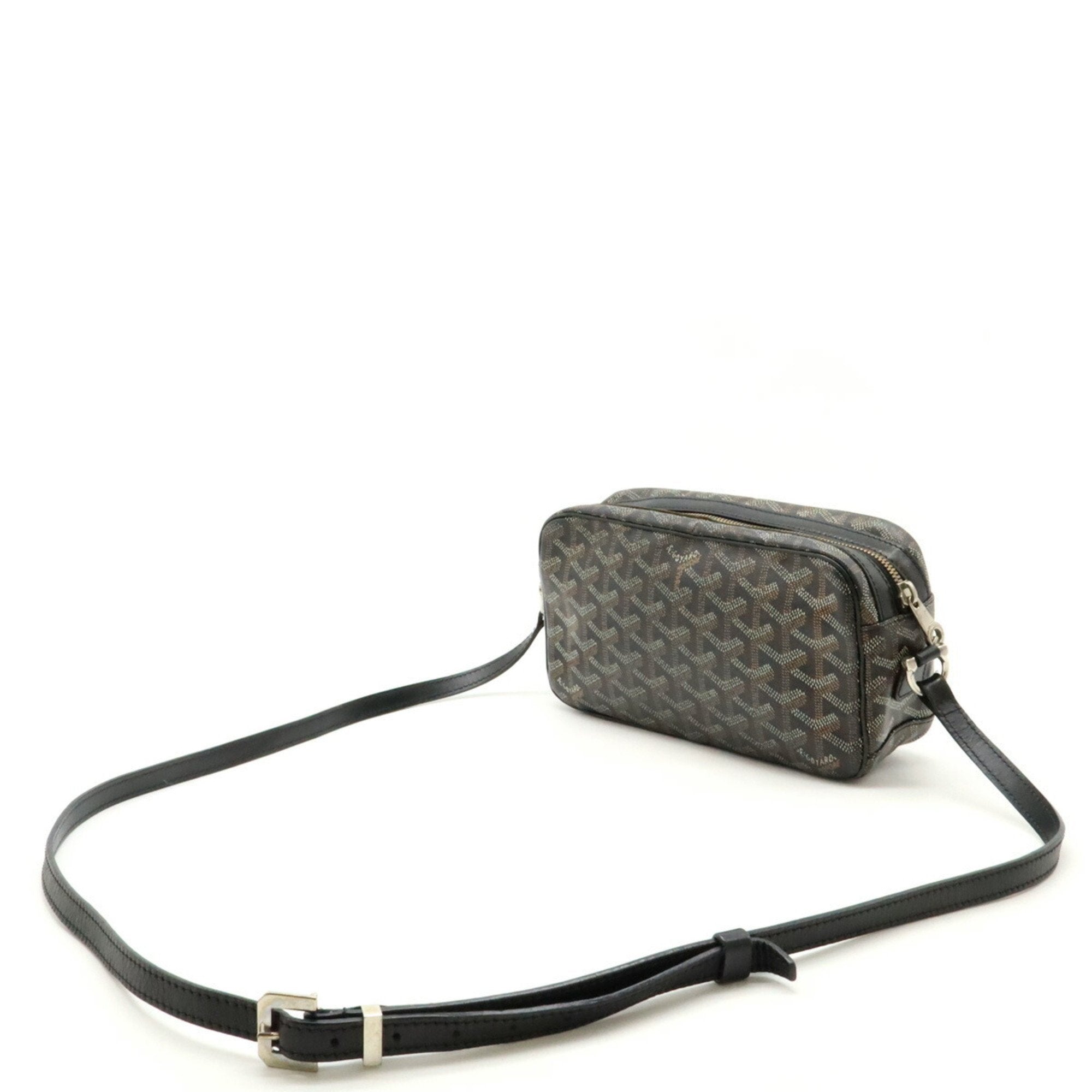 Goyard Black Brown White Coated Canvas Leather Pochette Shoulder Bag (Pre-Owned)