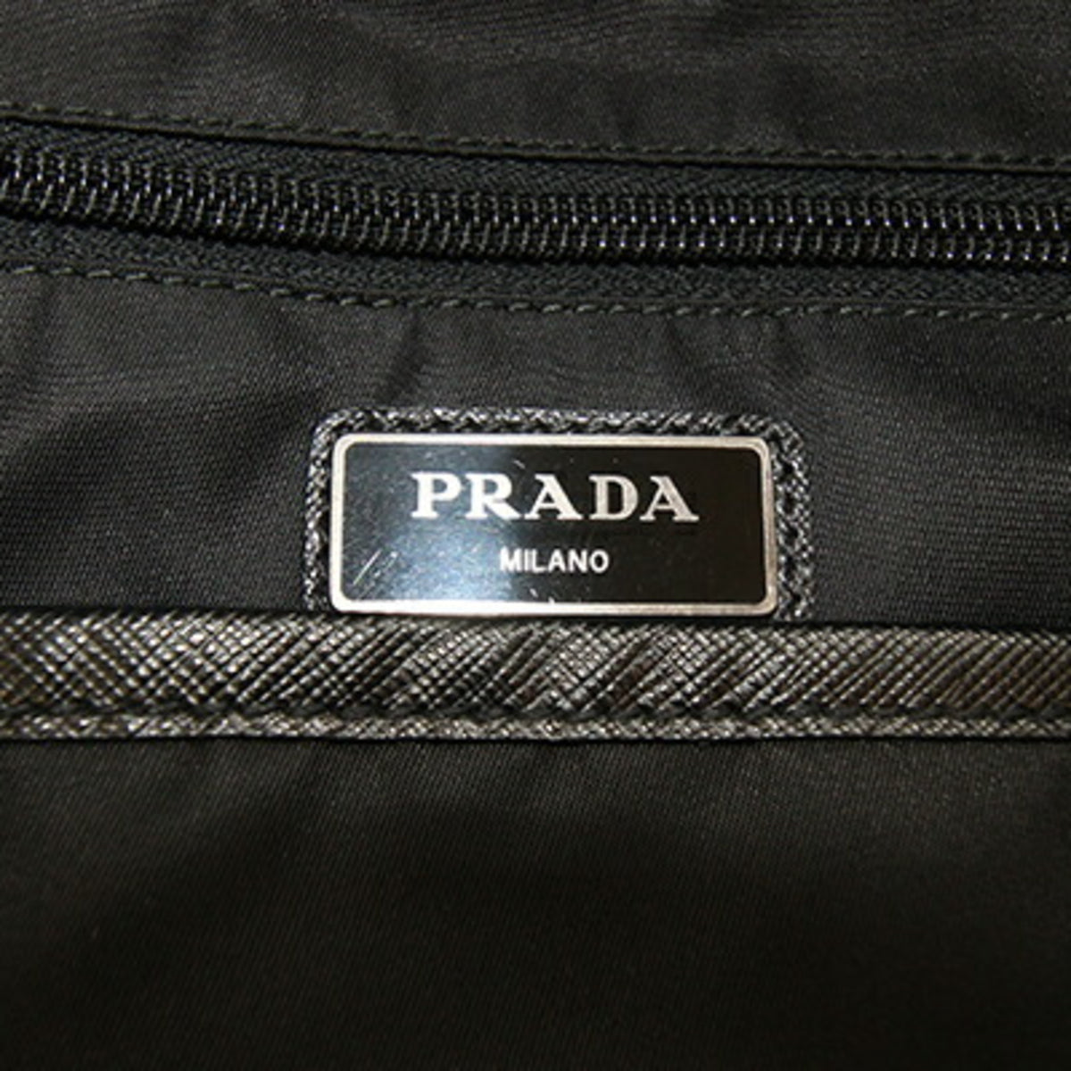 Prada Black Gray Navy Nylon Leather Backpack (Pre-Owned)