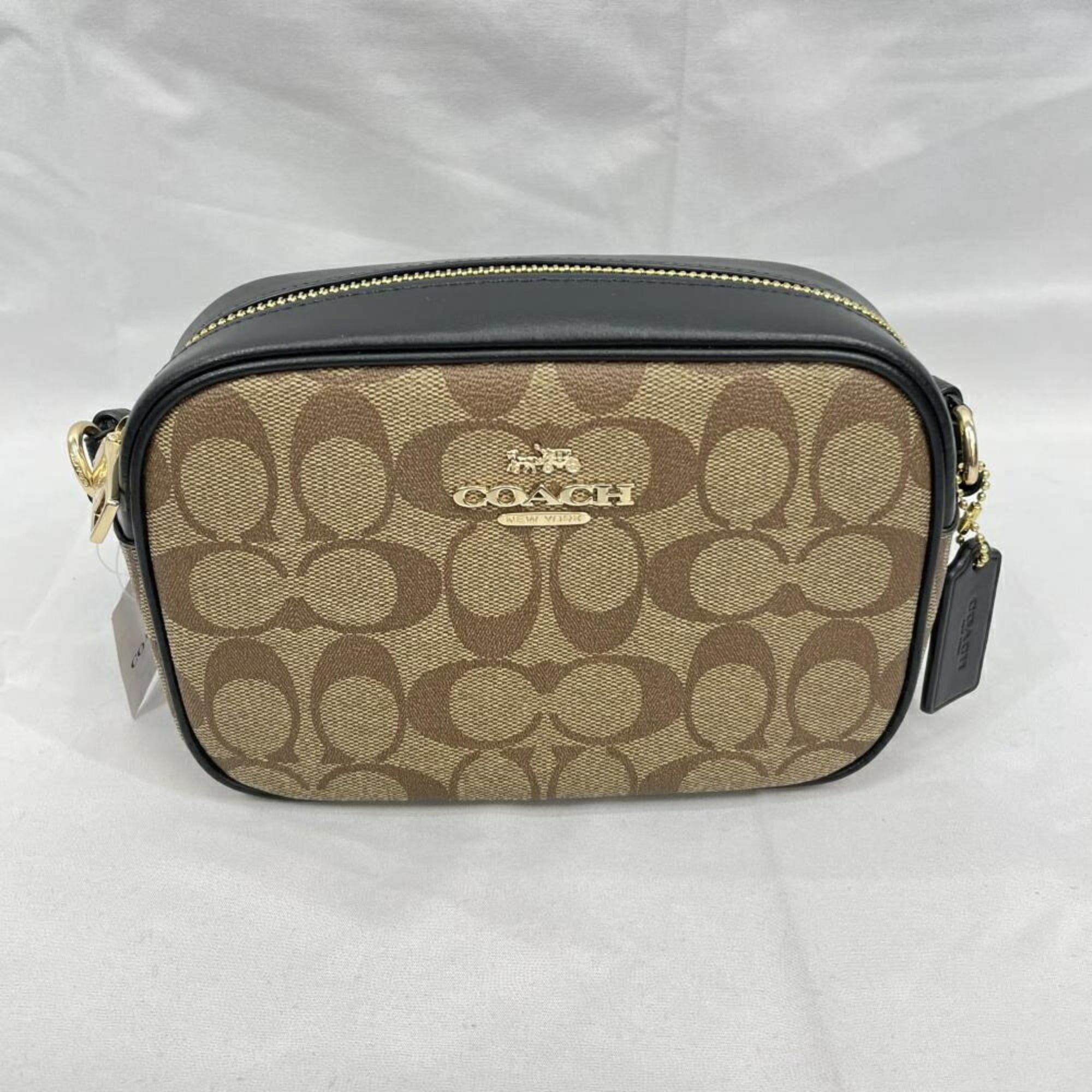 Coach Beige Signature Line Shoulder Bag (Pre-Owned)