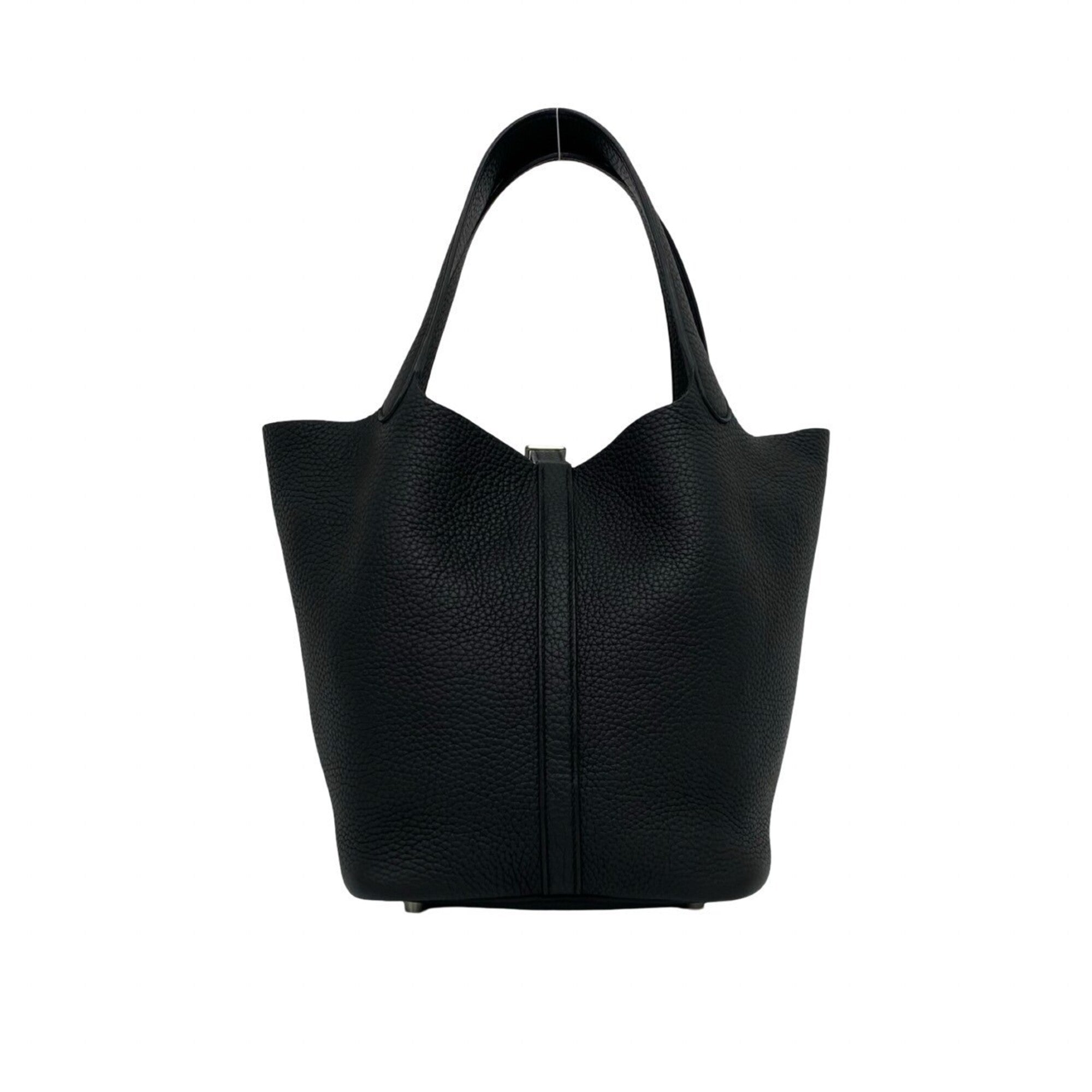Hermes Black Taurillon Clemence Leather Handbag Tote Bag (Pre-Owned)