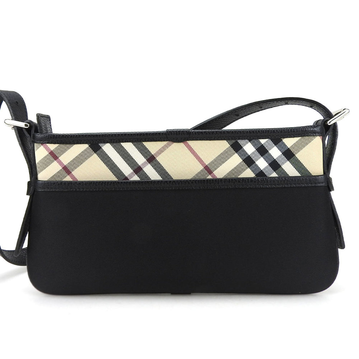 Burberry Beige Black Canvas Leather Shoulder Bag (Pre-Owned)