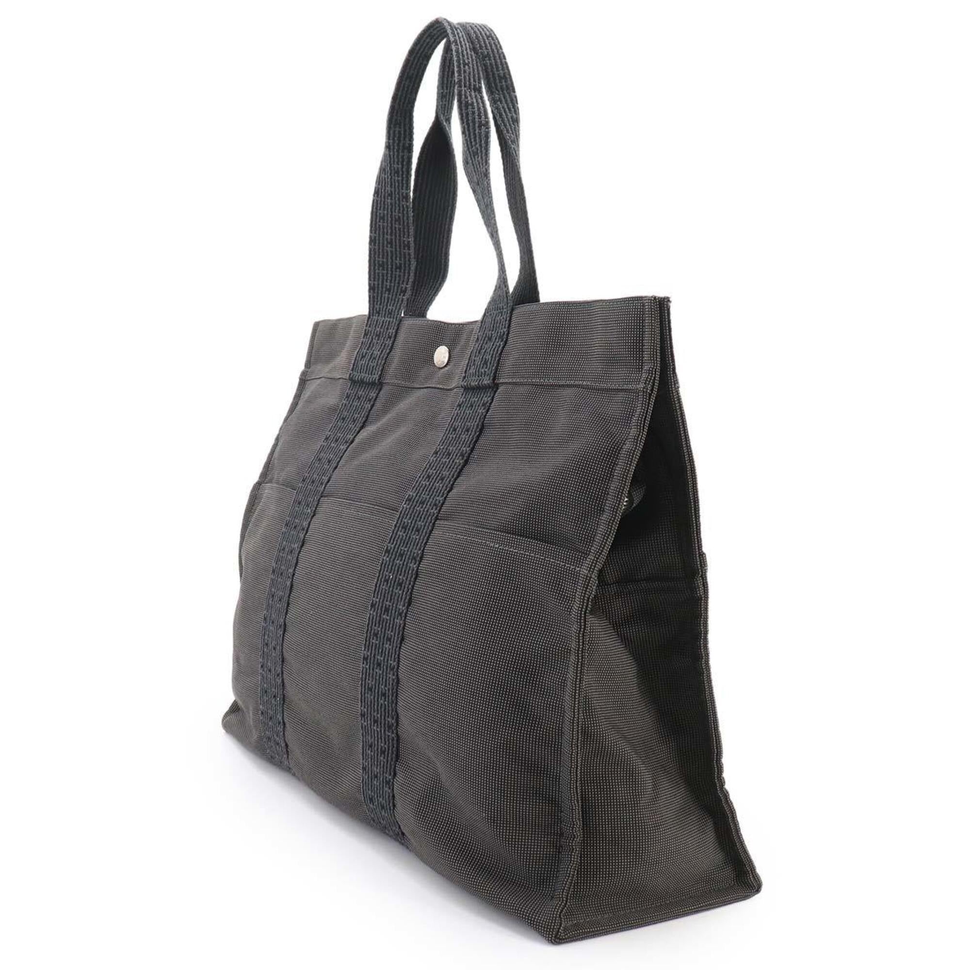 Hermes Gray Canvas Handbag Tote Bag (Pre-Owned)