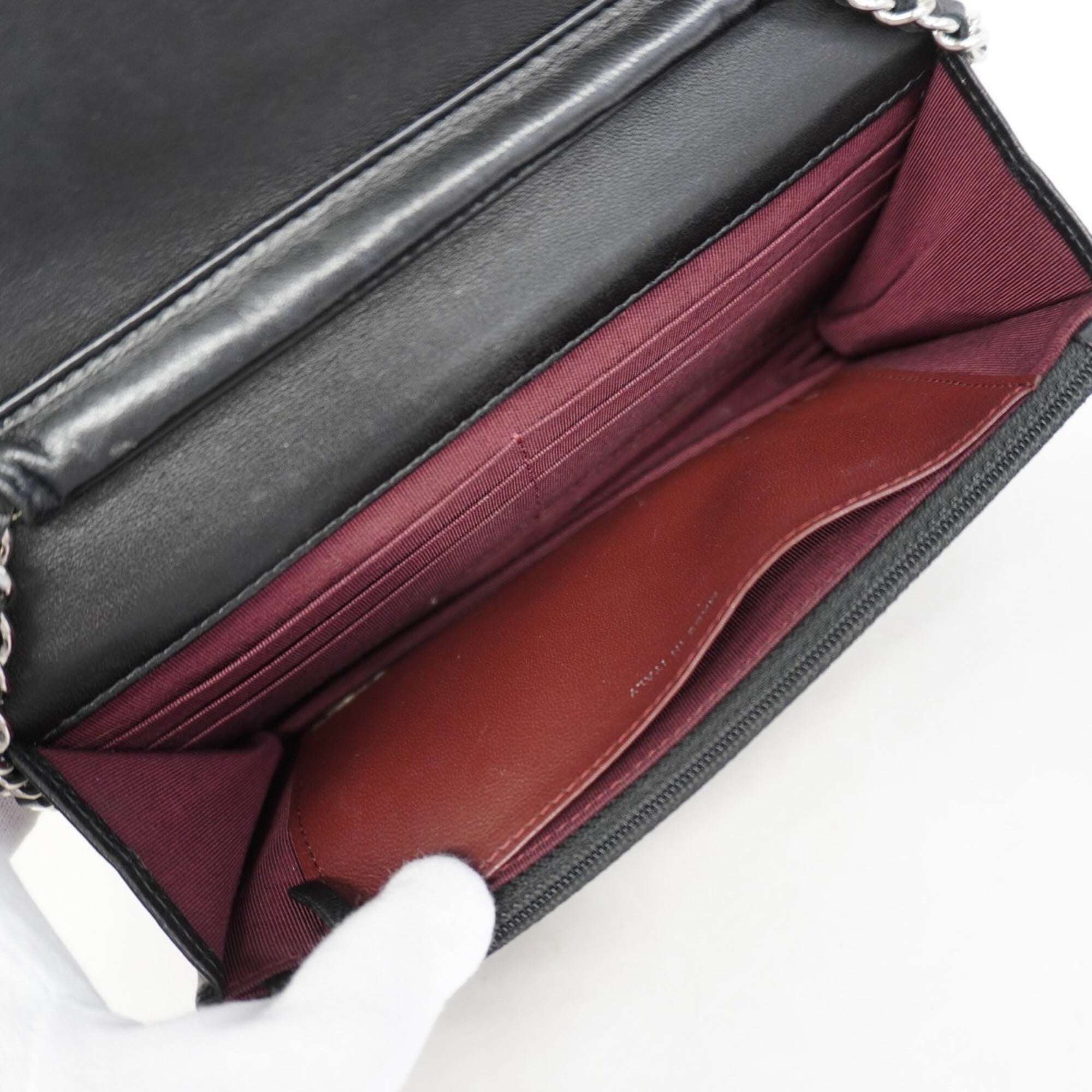 Chanel Black Leather Chain/Shoulder Wallet (Pre-Owned)