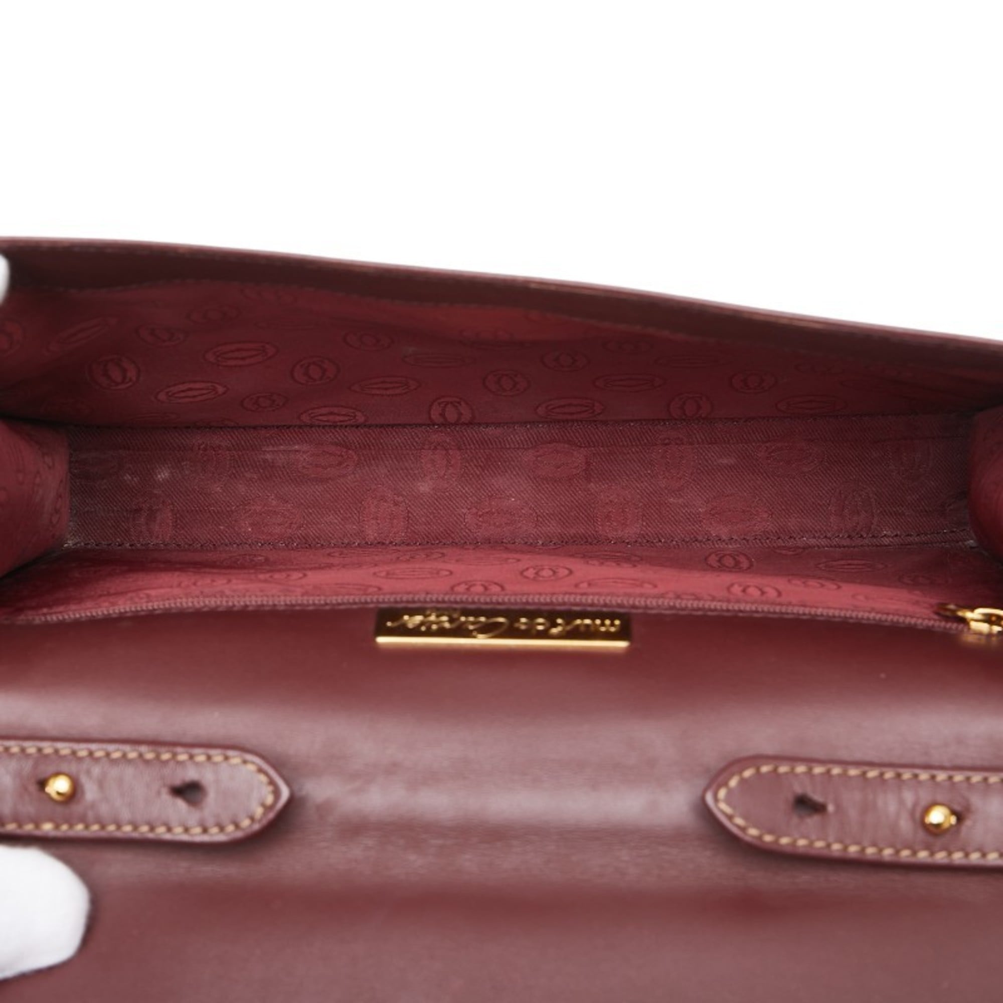 Cartier Bordeaux Wine Red Leather Shoulder Bag (Pre-Owned)