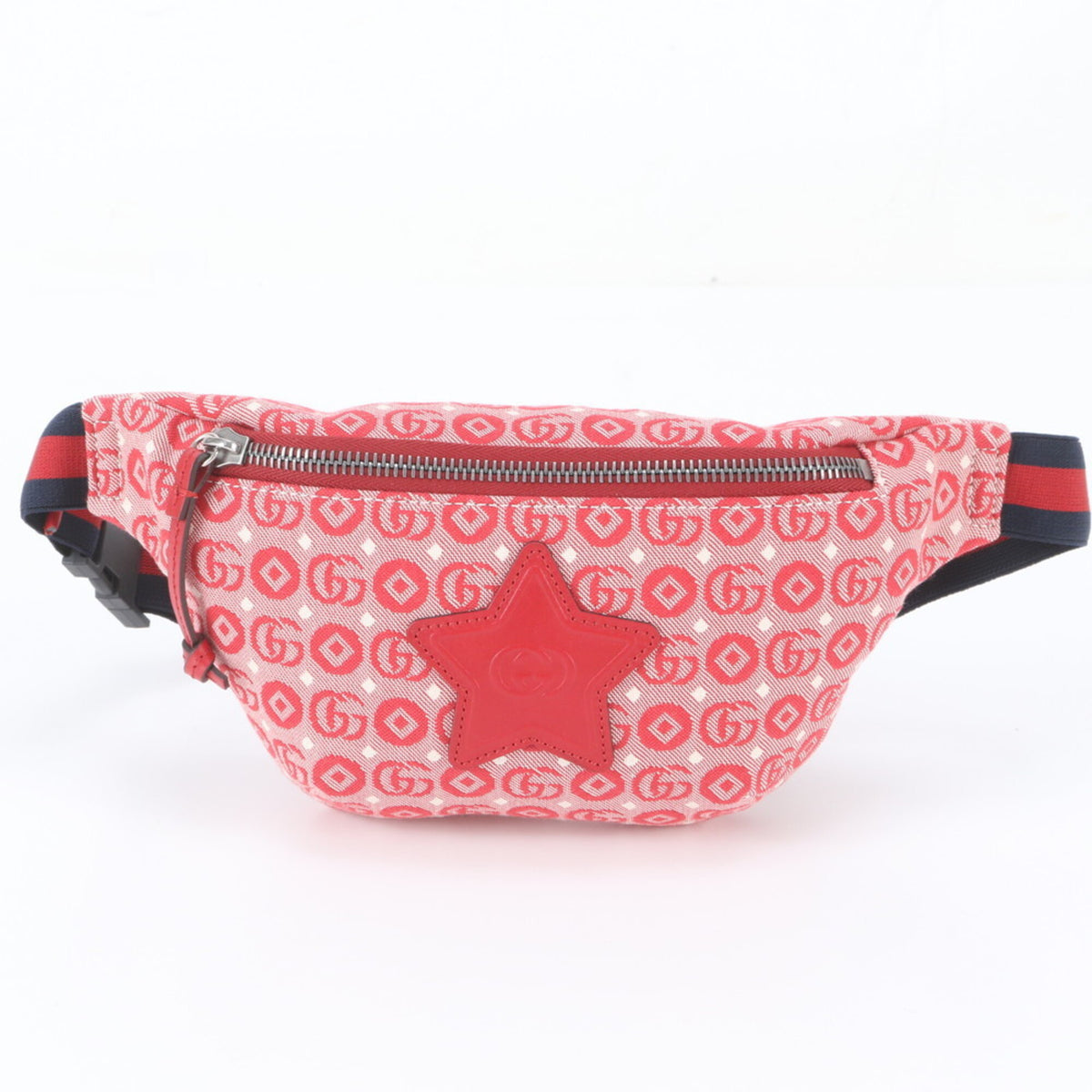 Gucci Navy Red Color Leather Canvas Pouch Shoulder Bag Sling Bag (Pre-Owned)