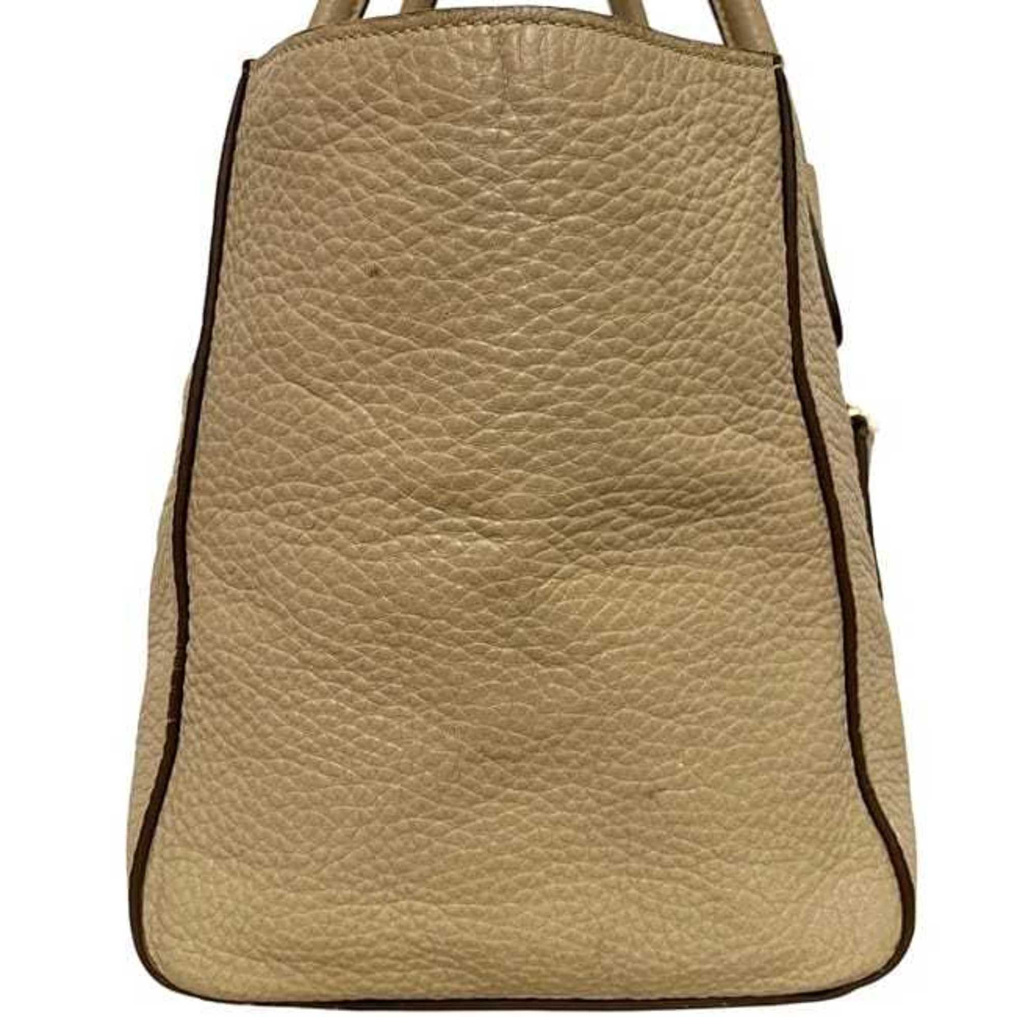 Prada Beige Leather Handbag Shoulder Bag (Pre-Owned)