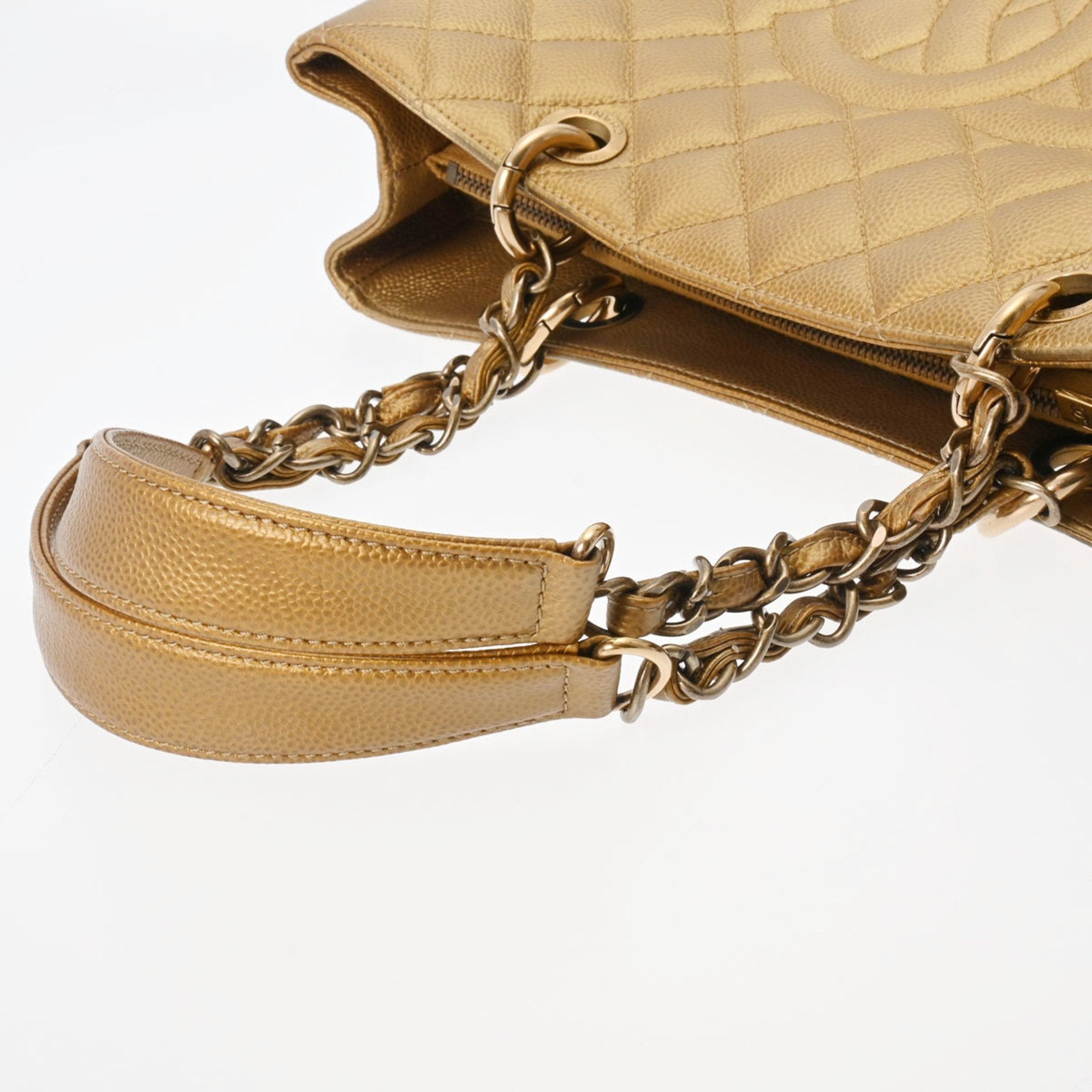 Chanel Caviar Skin Gold Caviar Leather Tote Bag (Pre-Owned)