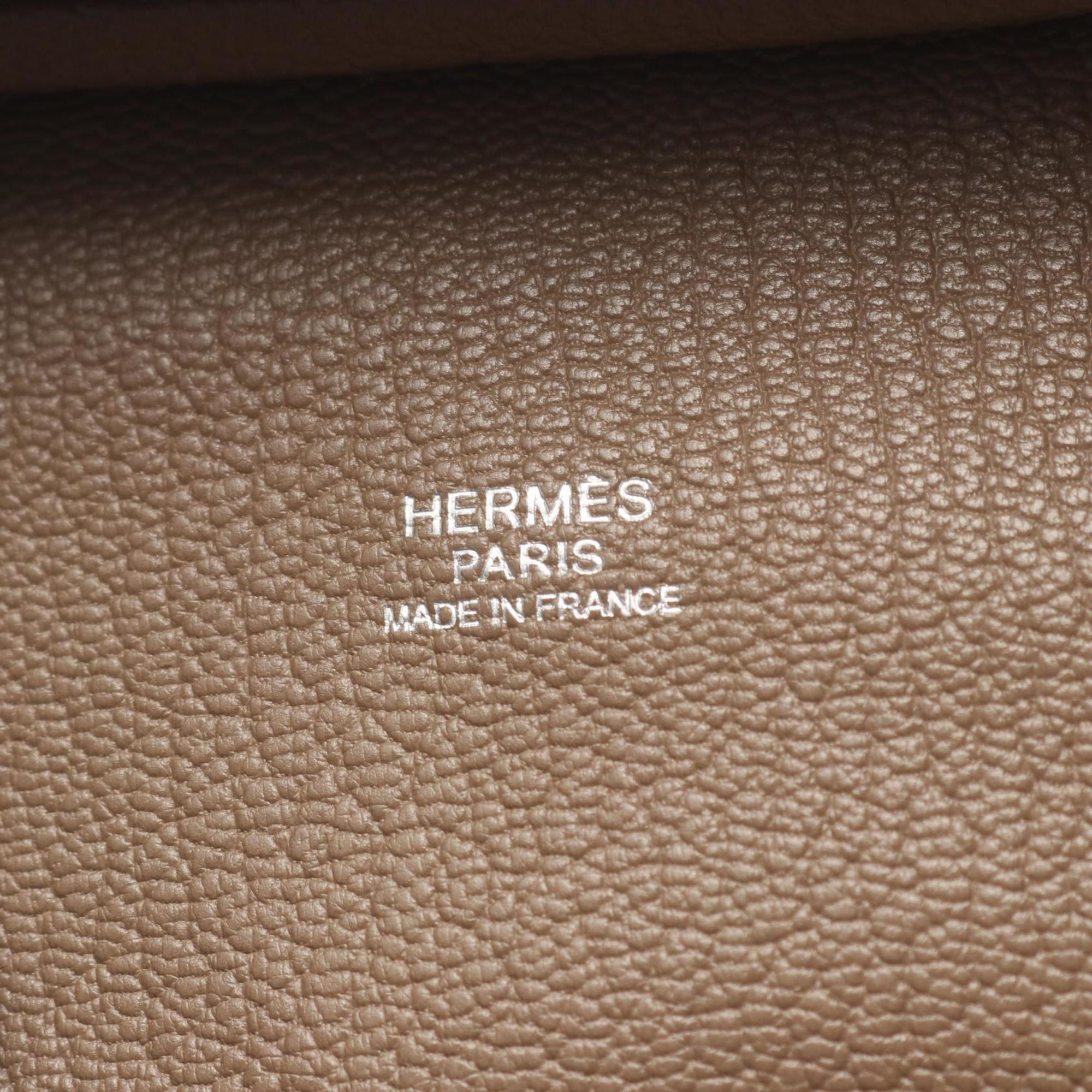 Hermes Etoupe Gray Gray Taurillon Clemence Leather Leather Handbag (Pre-Owned)